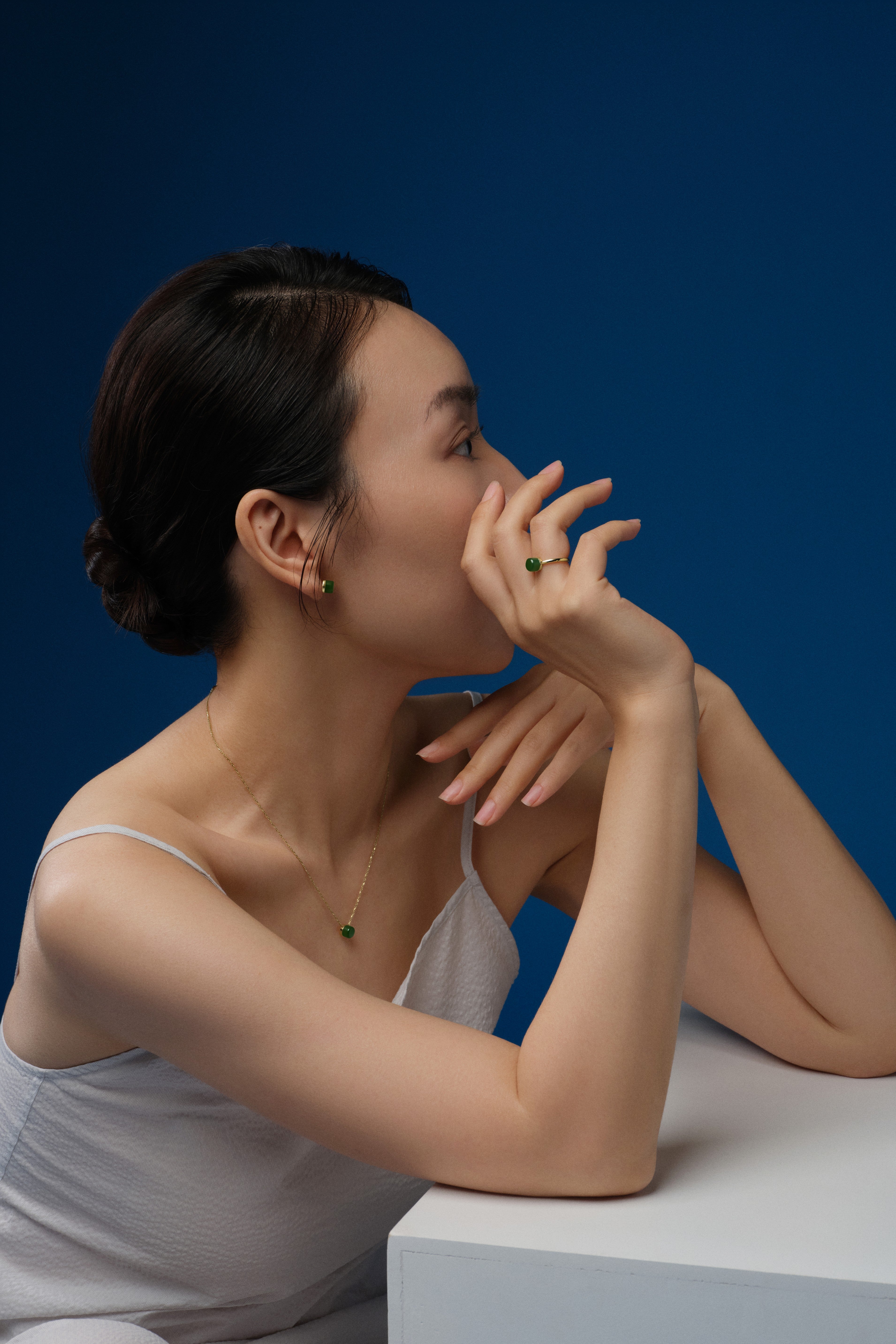 The Game of Go Hetian Green Jade Ring