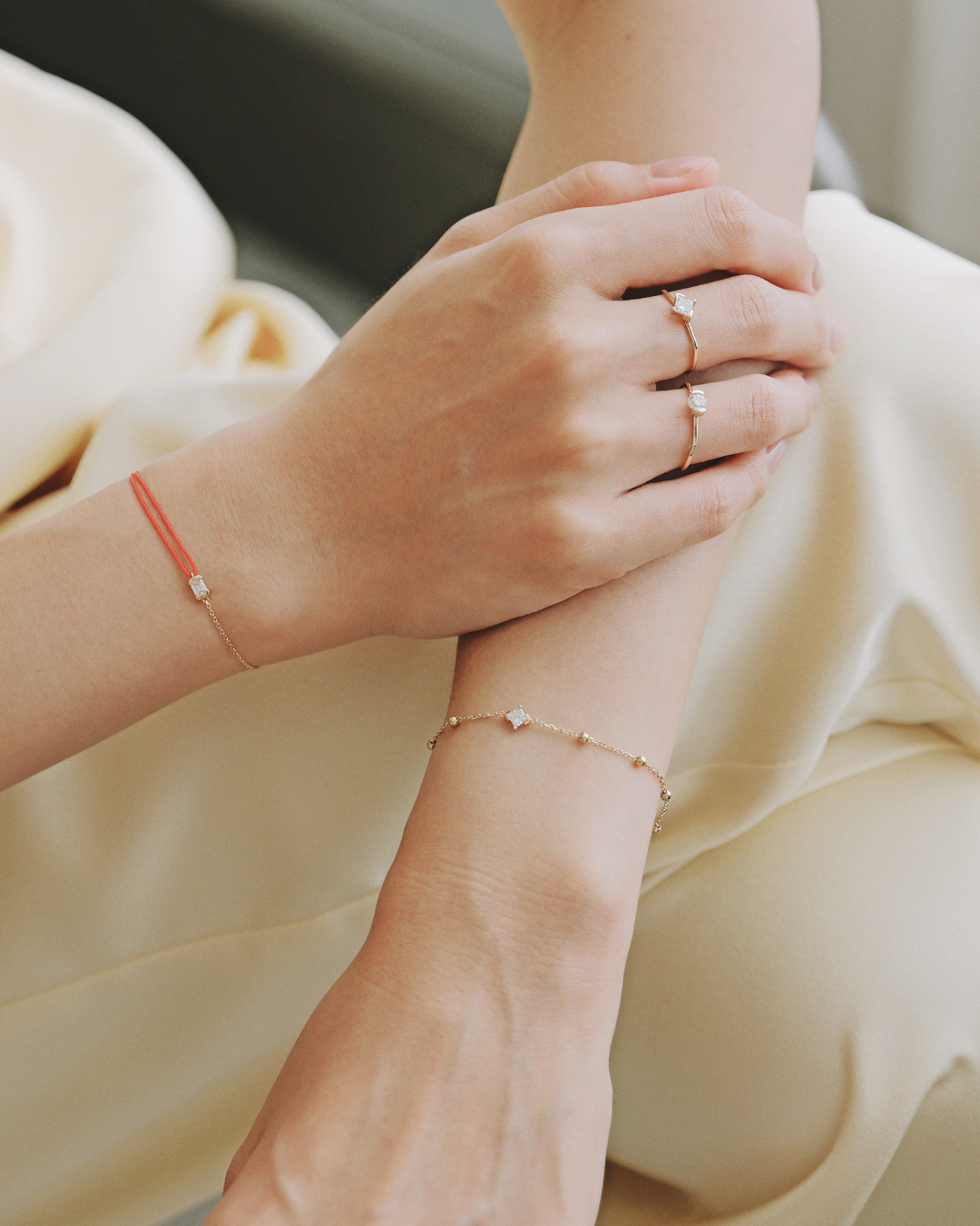 The Radiance Diamond Half Chain Half String Bracelet
