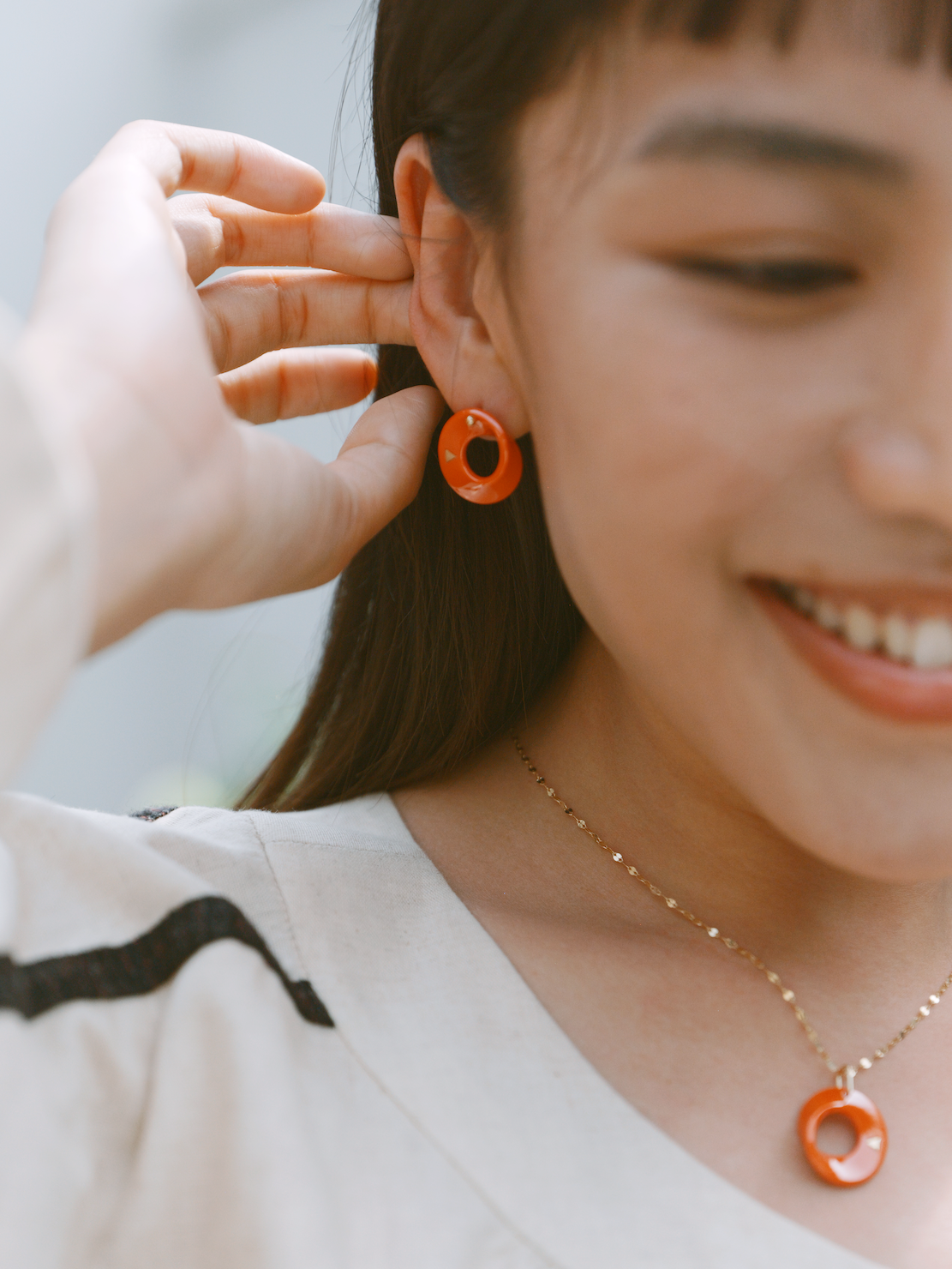 The Möbius High-Tech Ceramic Earrings - Orange