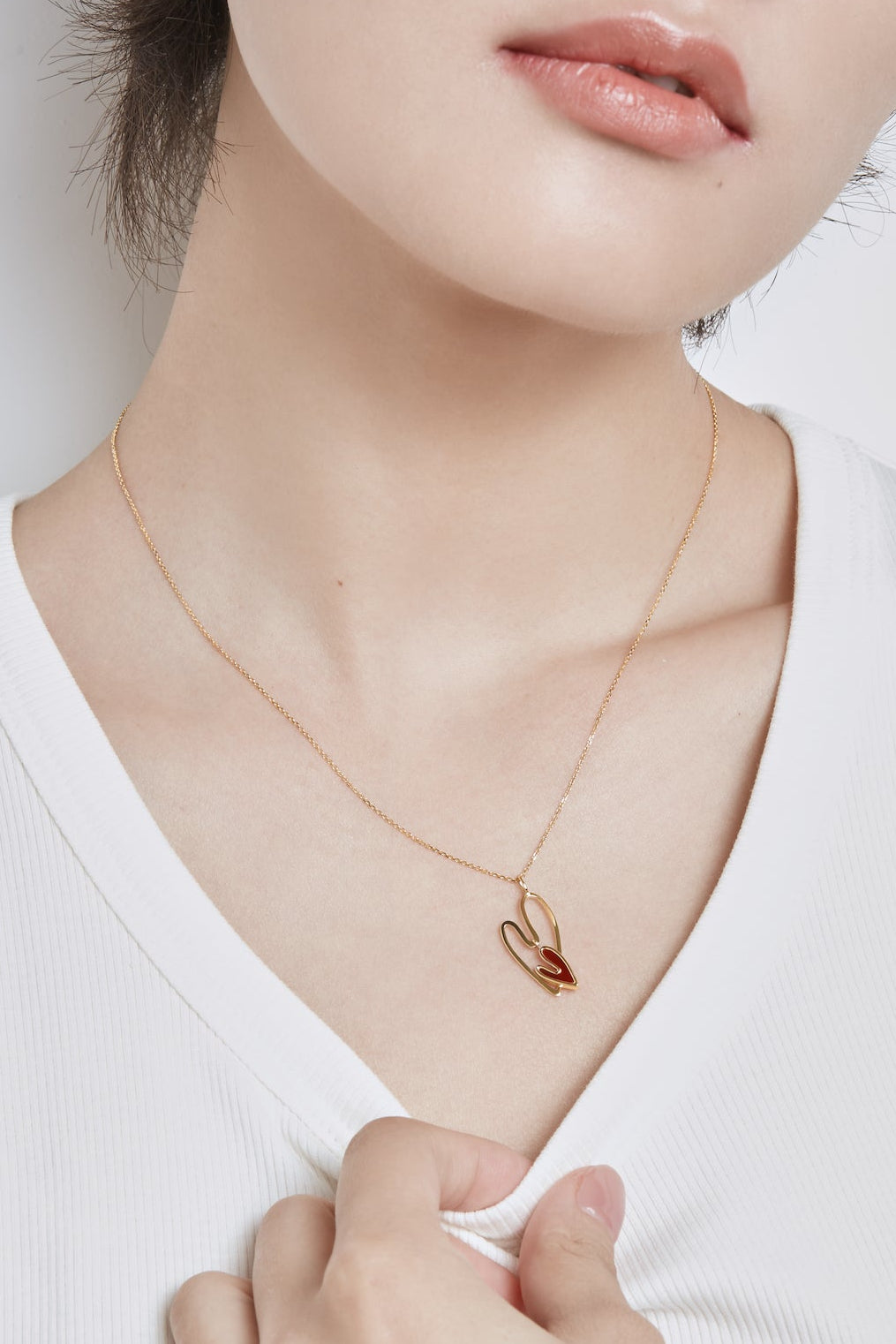 The Joy Carnelian Double Heart Pendant Necklace