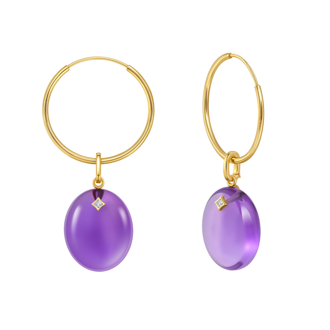 The Guiding Stars Oval Amethyst Earring Pendants
