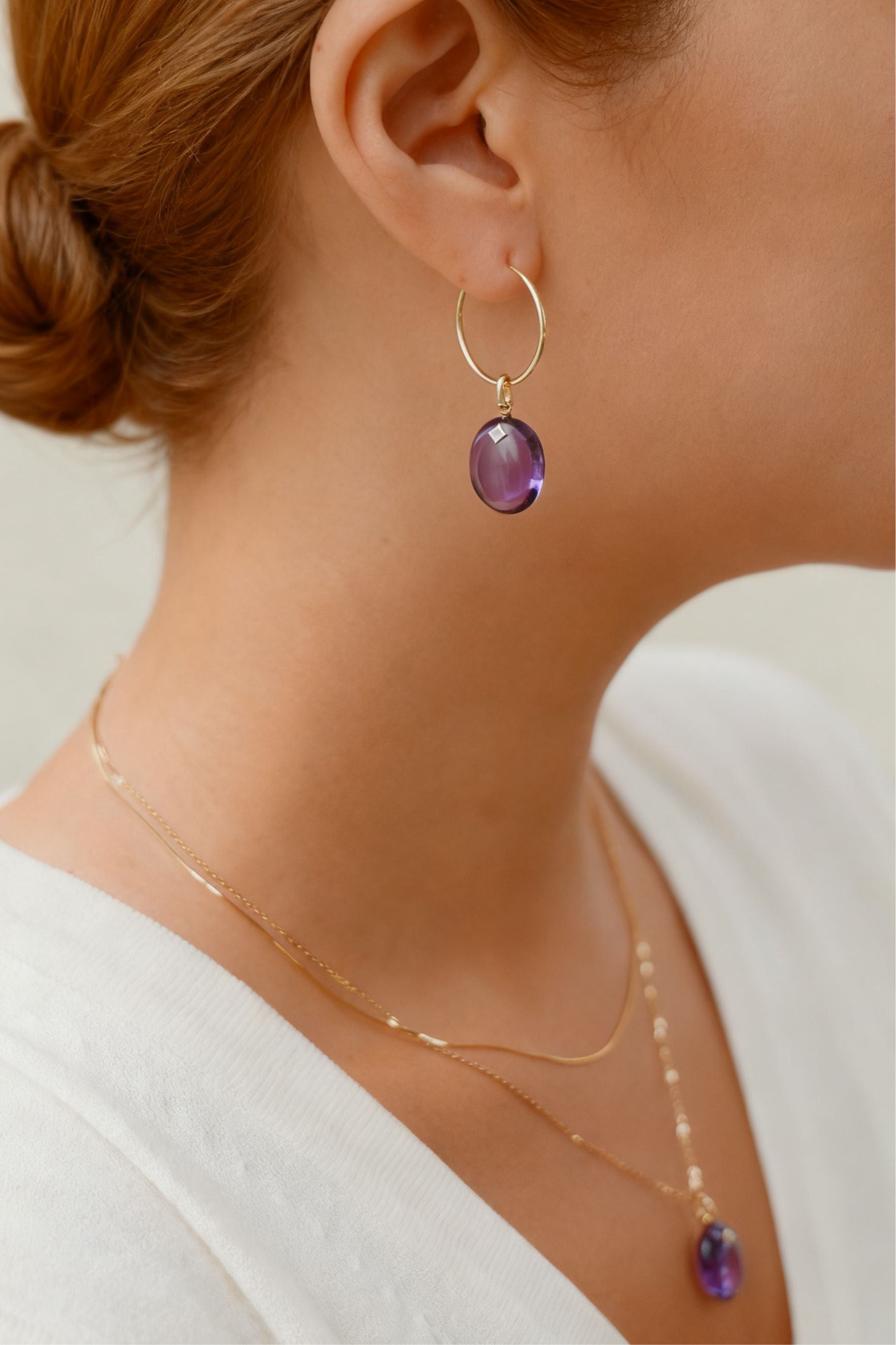 The Guiding Stars Oval Amethyst Earring Pendants