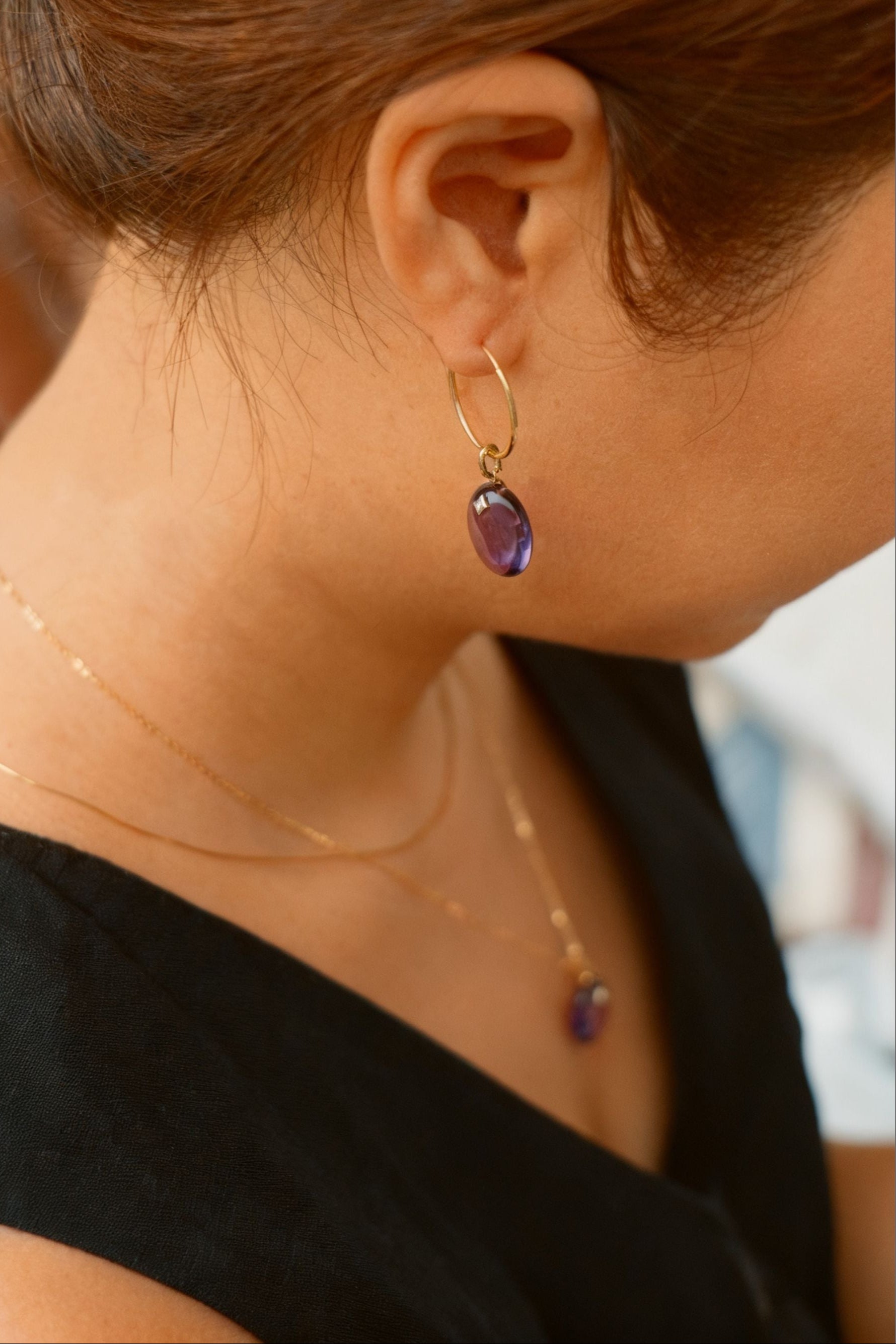 The Guiding Stars Oval Amethyst Earring Pendants