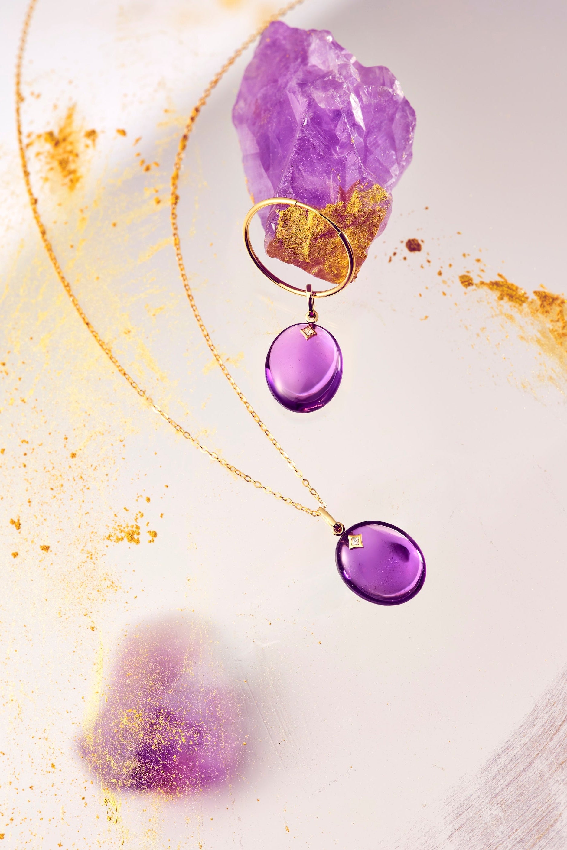 The Guiding Stars Oval Amethyst Earring Pendants