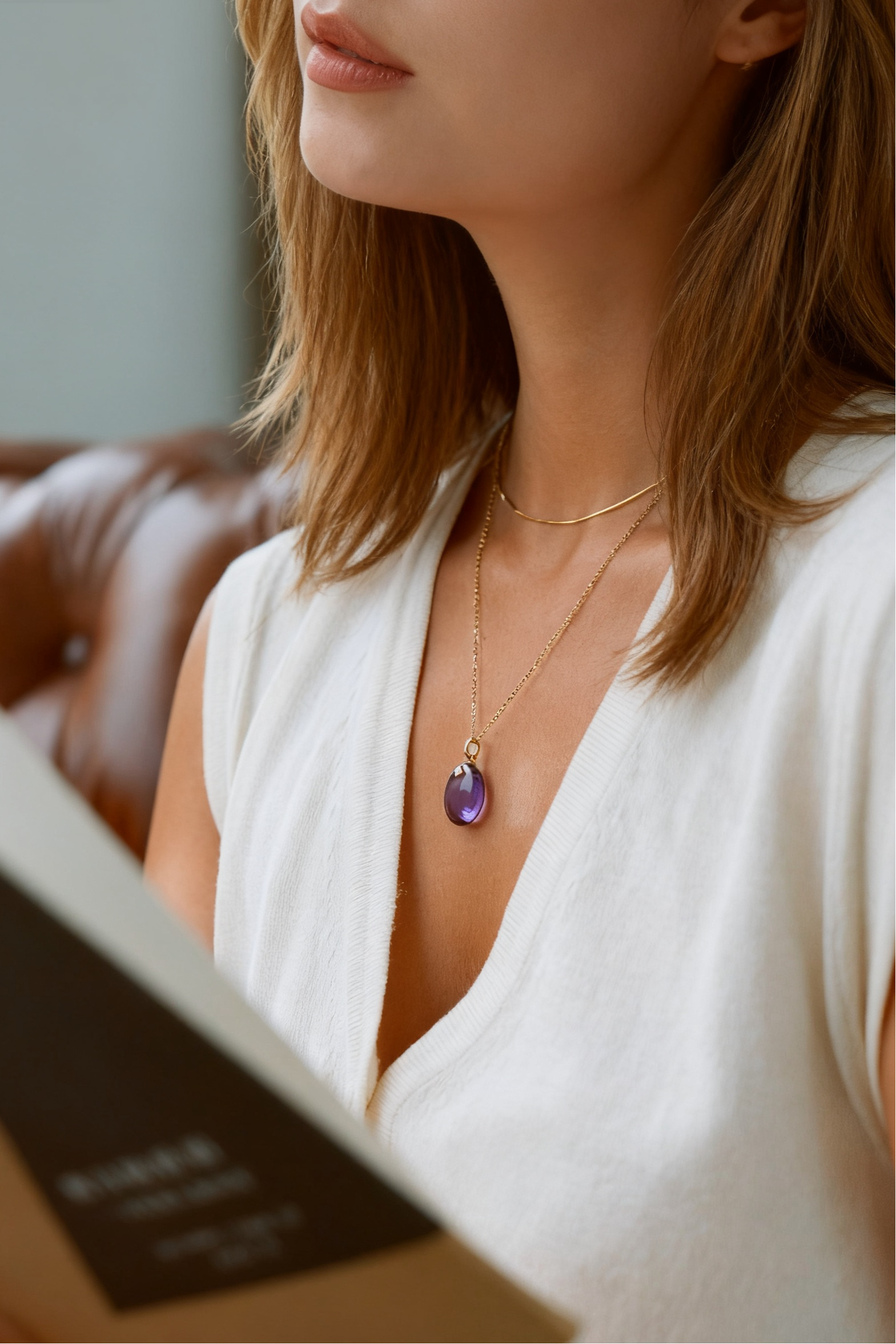 The Guiding Stars Oval Amethyst Pendant Necklace