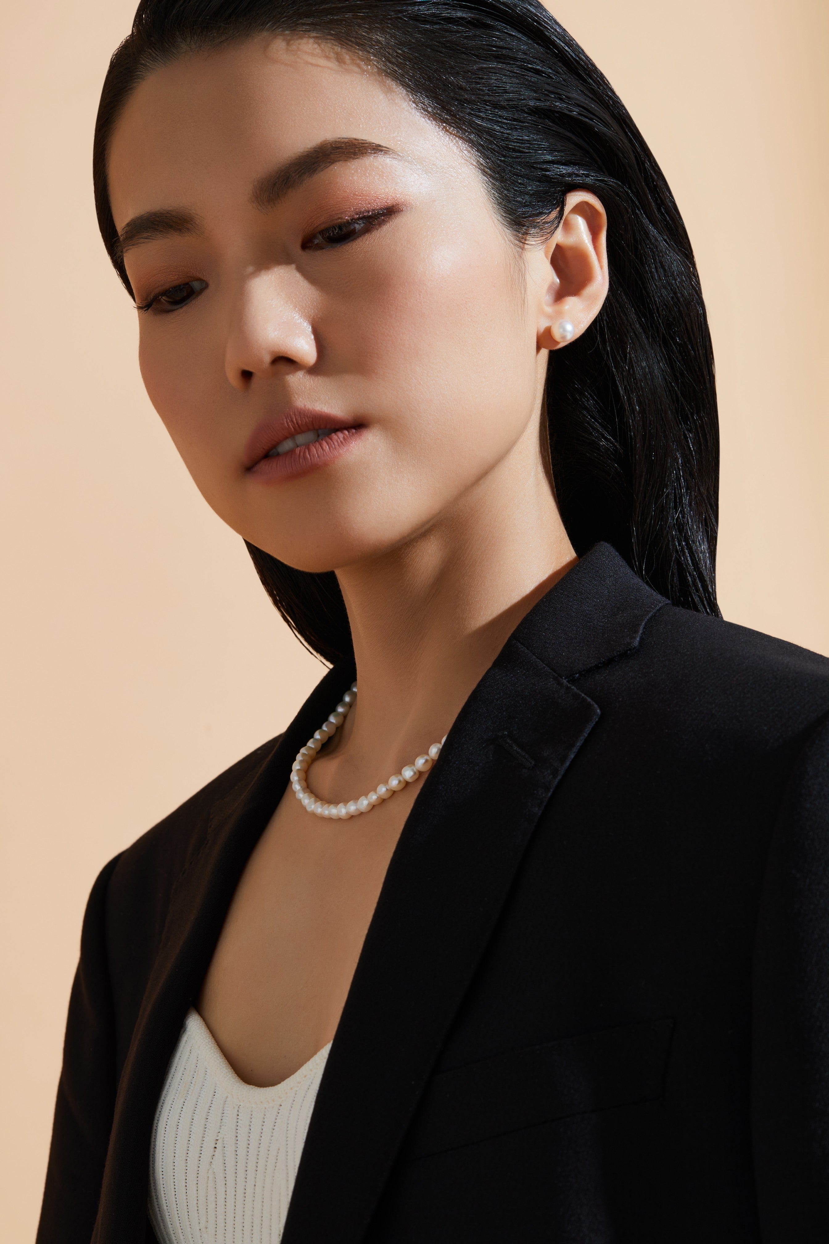 Beaded Pearl Necklace - 18K Solid Gold - YIN Fine Jewelry - Chinese Modern Gold Jewelry