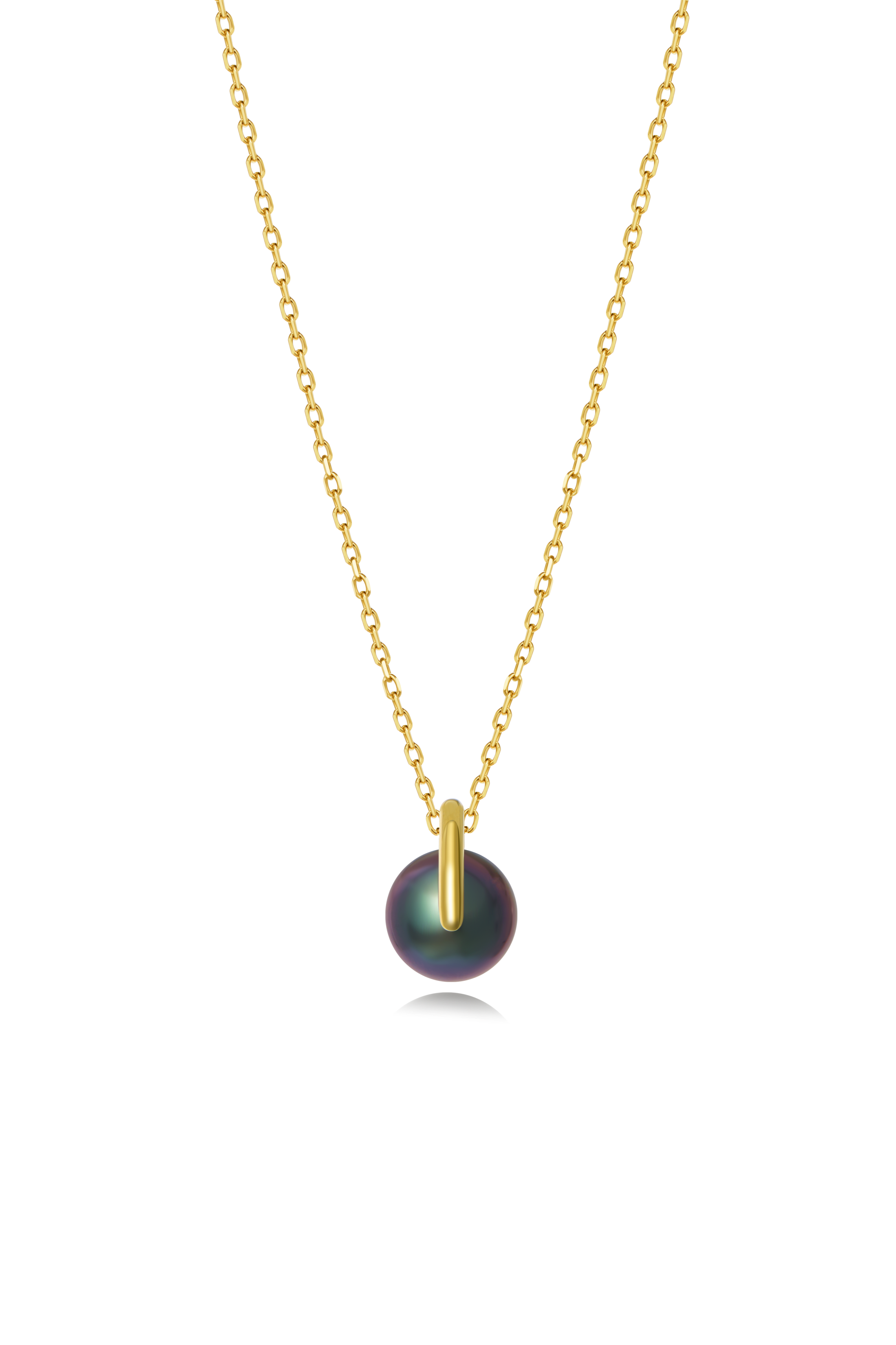 Black Tahitian Pearl Solitaire Necklace - 18K Solid Gold - YIN Fine Jewelry - Chinese Modern Gold Jewelry