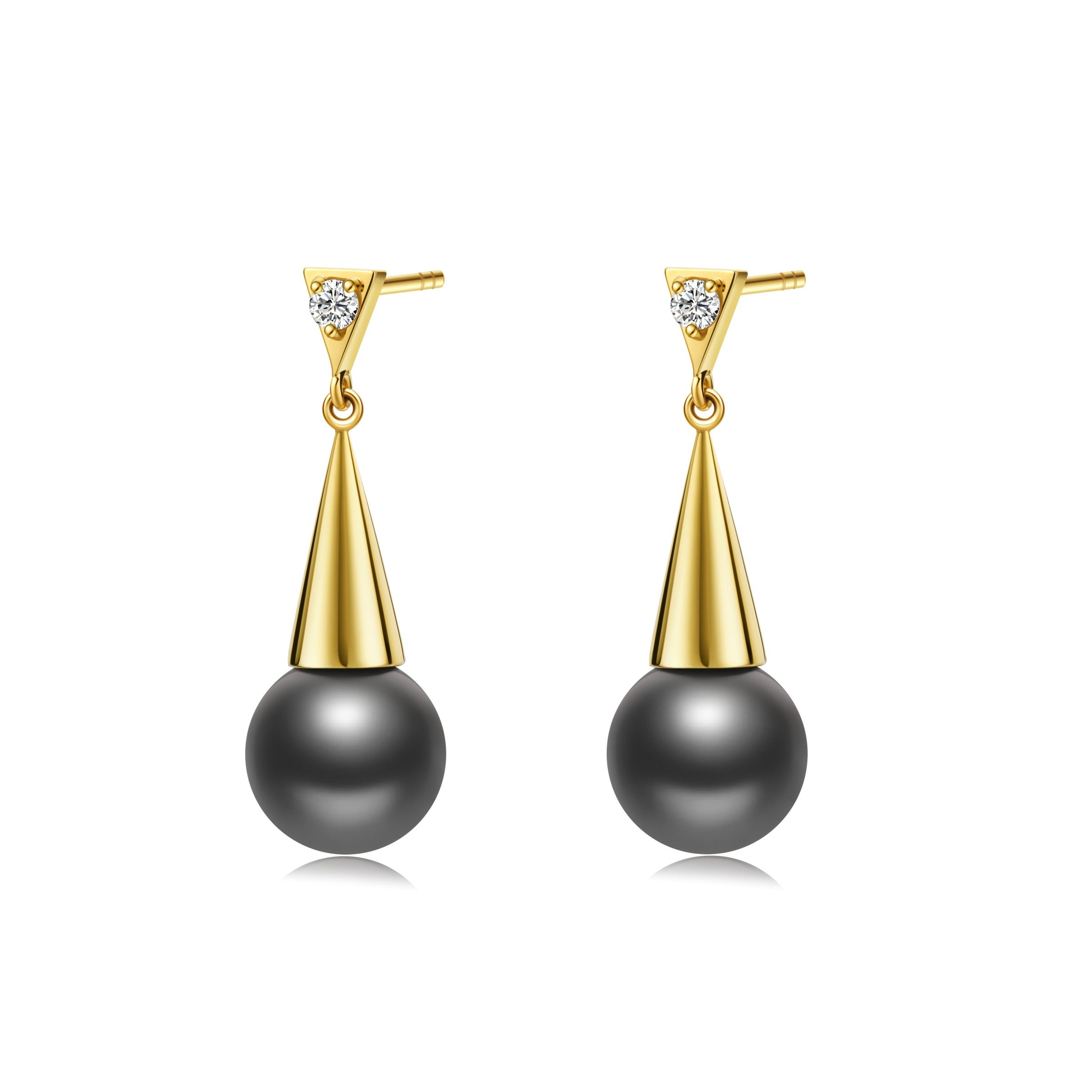 Black Tahitian Pearl Stud Earrings - 18K Solid Gold - YIN Fine Jewelry - Chinese Modern Gold Jewelry