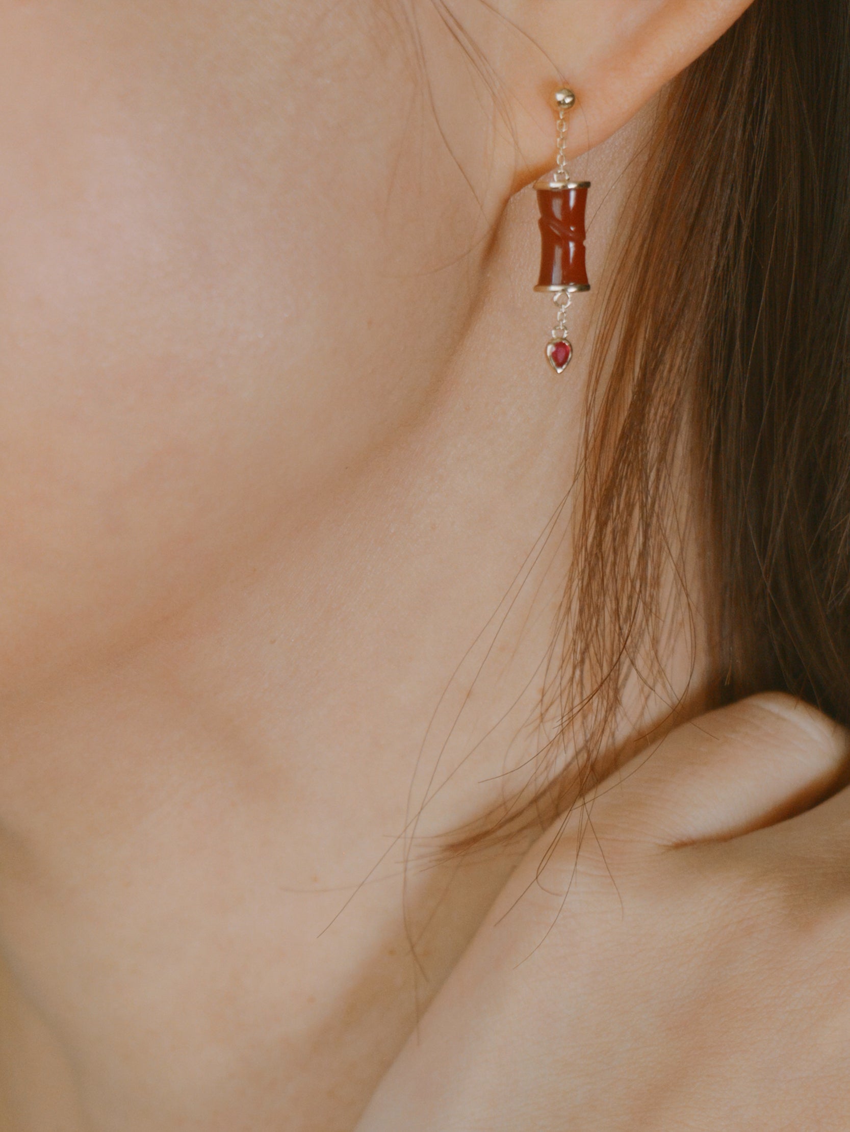 The Revival Firecracker Carnelian Drop Earrings