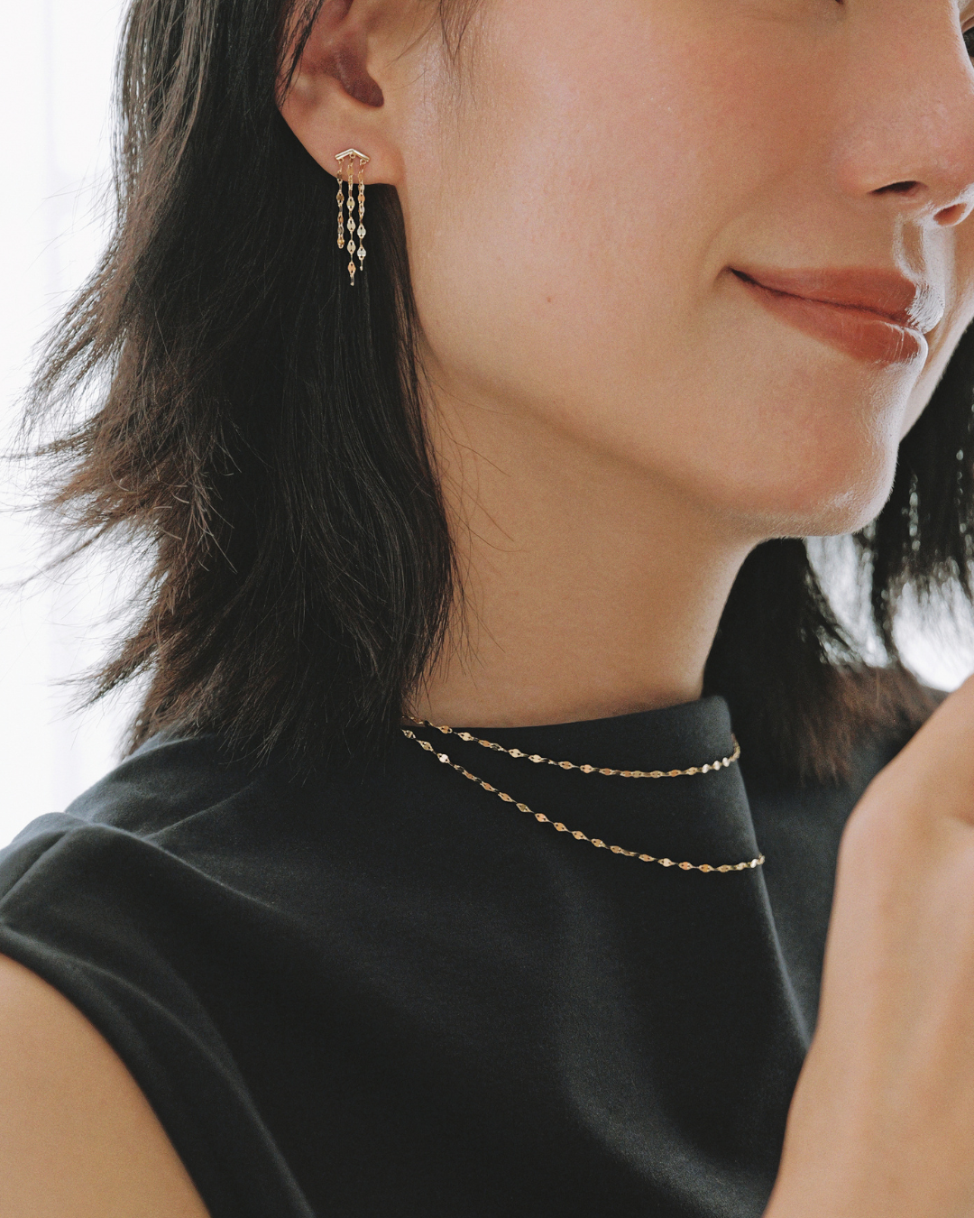 The Essentials Petal Chain Drop Earrings