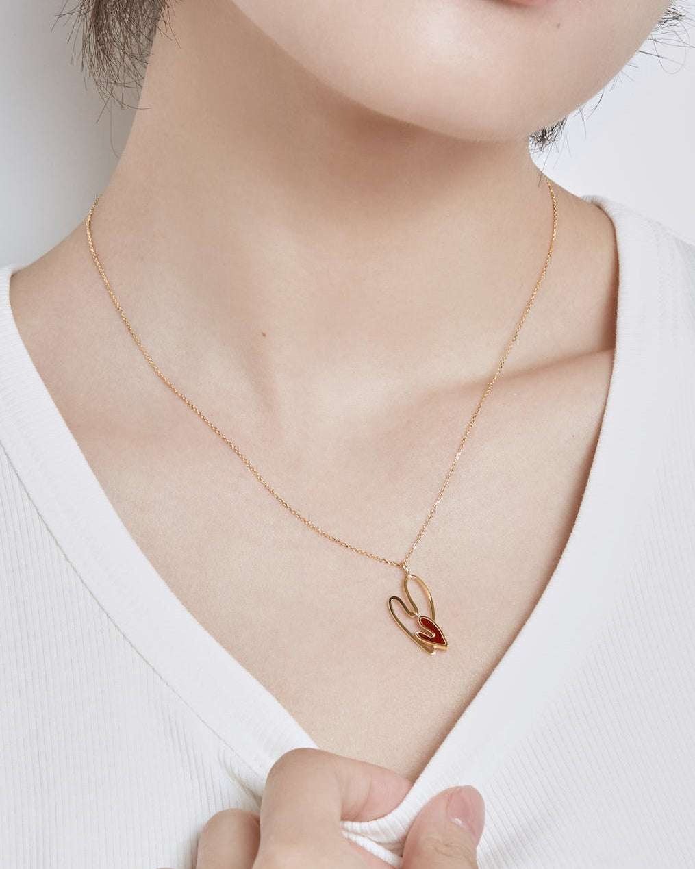 The Carnelian Double Heart Pendant Necklace