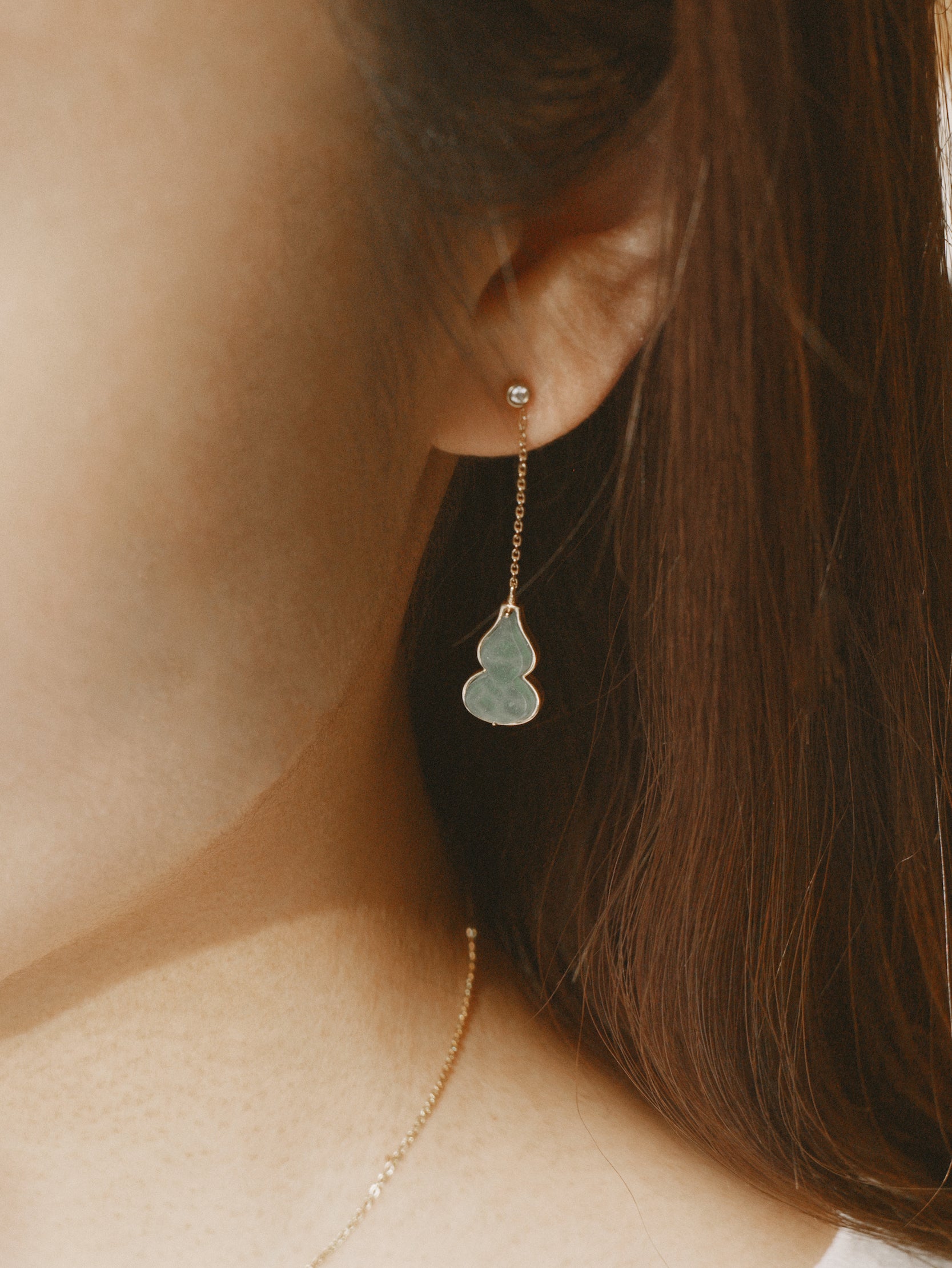 The Celadon Jade Hulu Drop Earrings