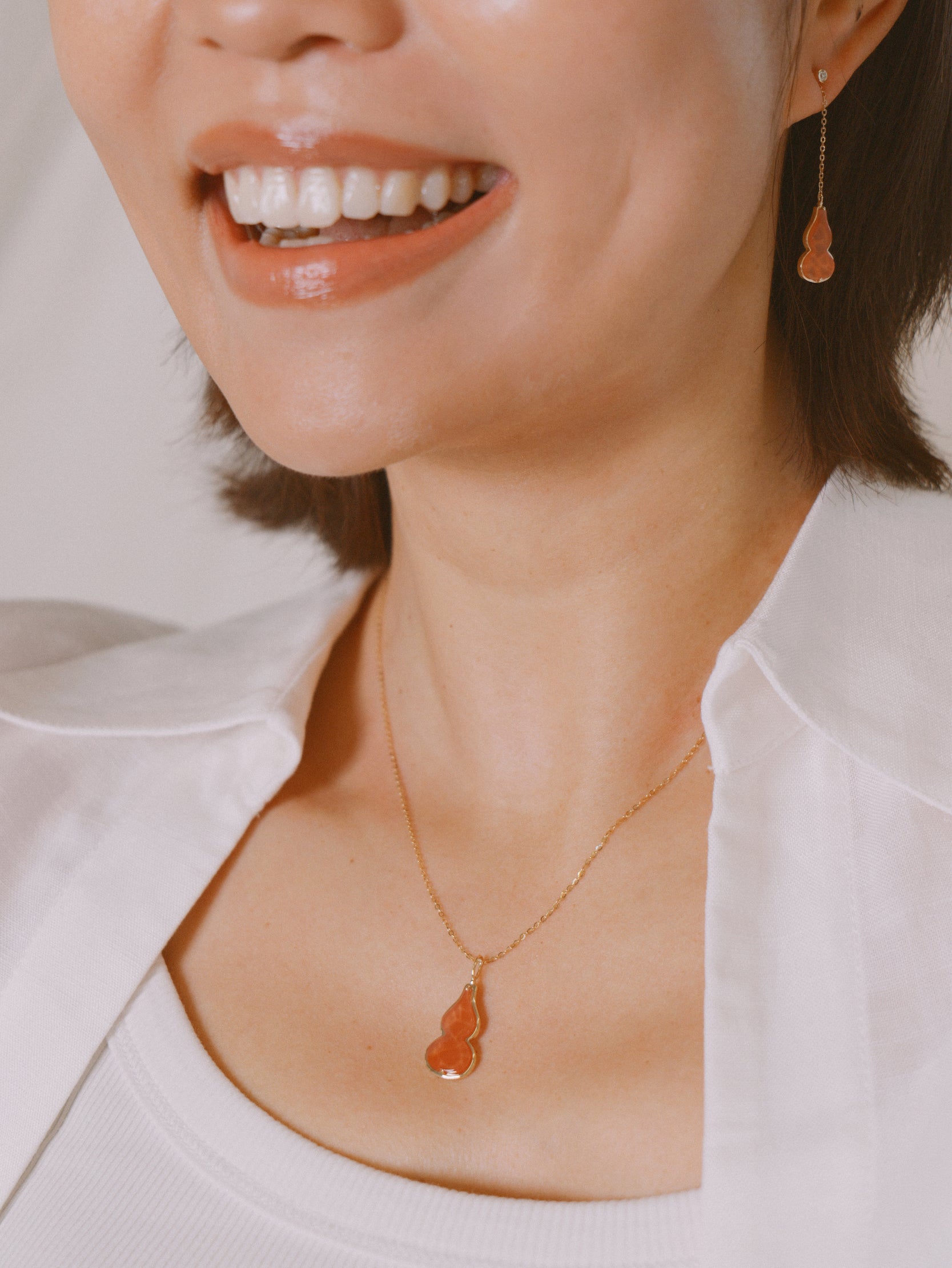 The Hulu Red Jade Gourd Pendant Necklace