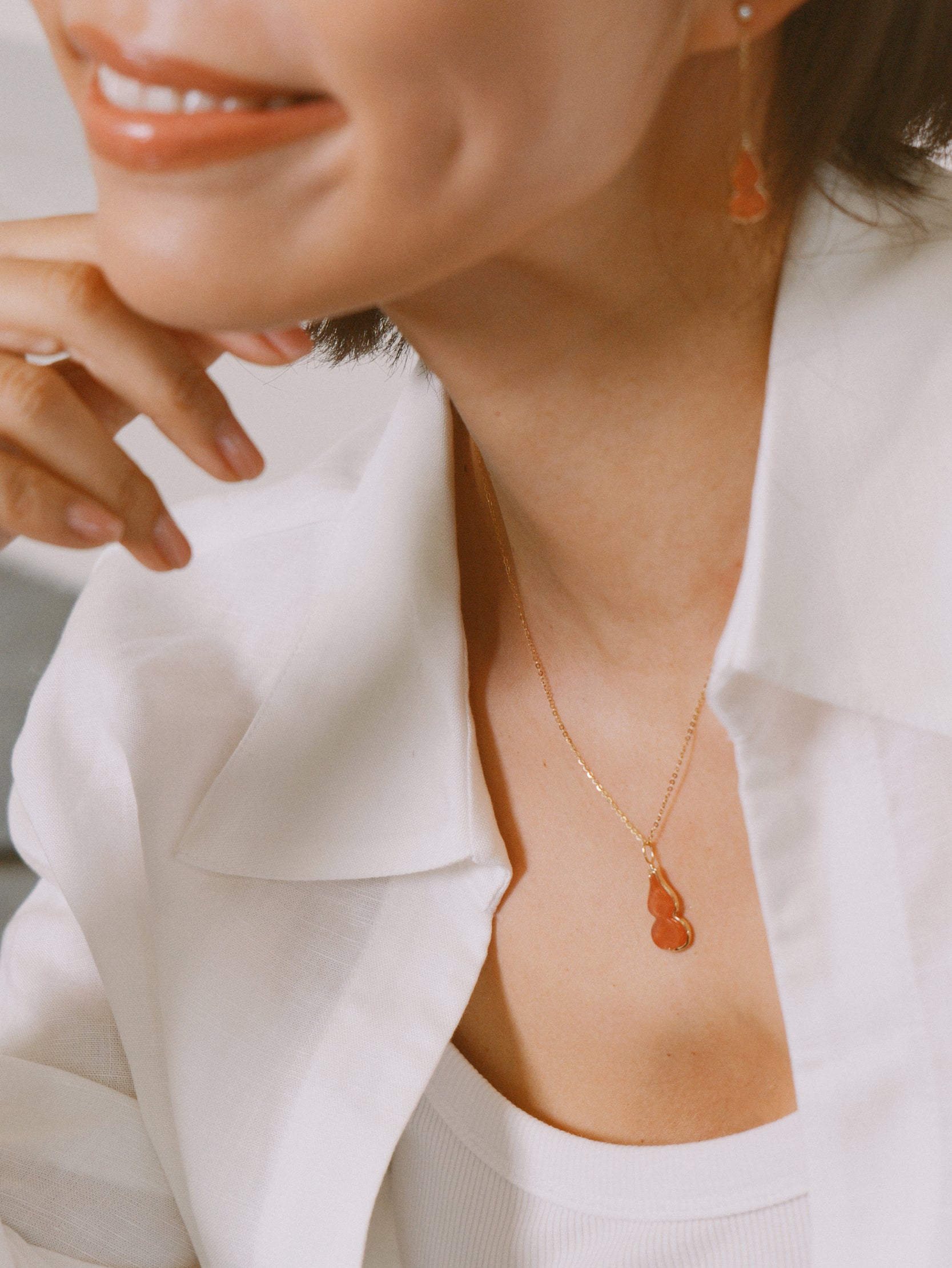 The Celadon Red Jade Hulu Pendant Necklace