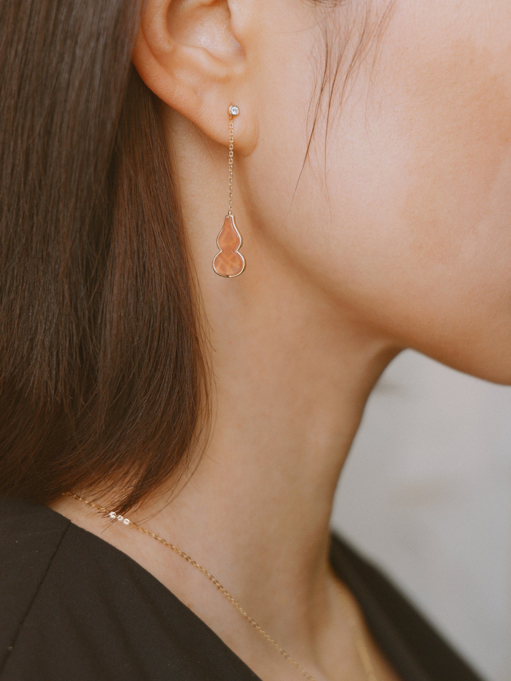 The Celadon Red Jade Hulu Drop Earrings