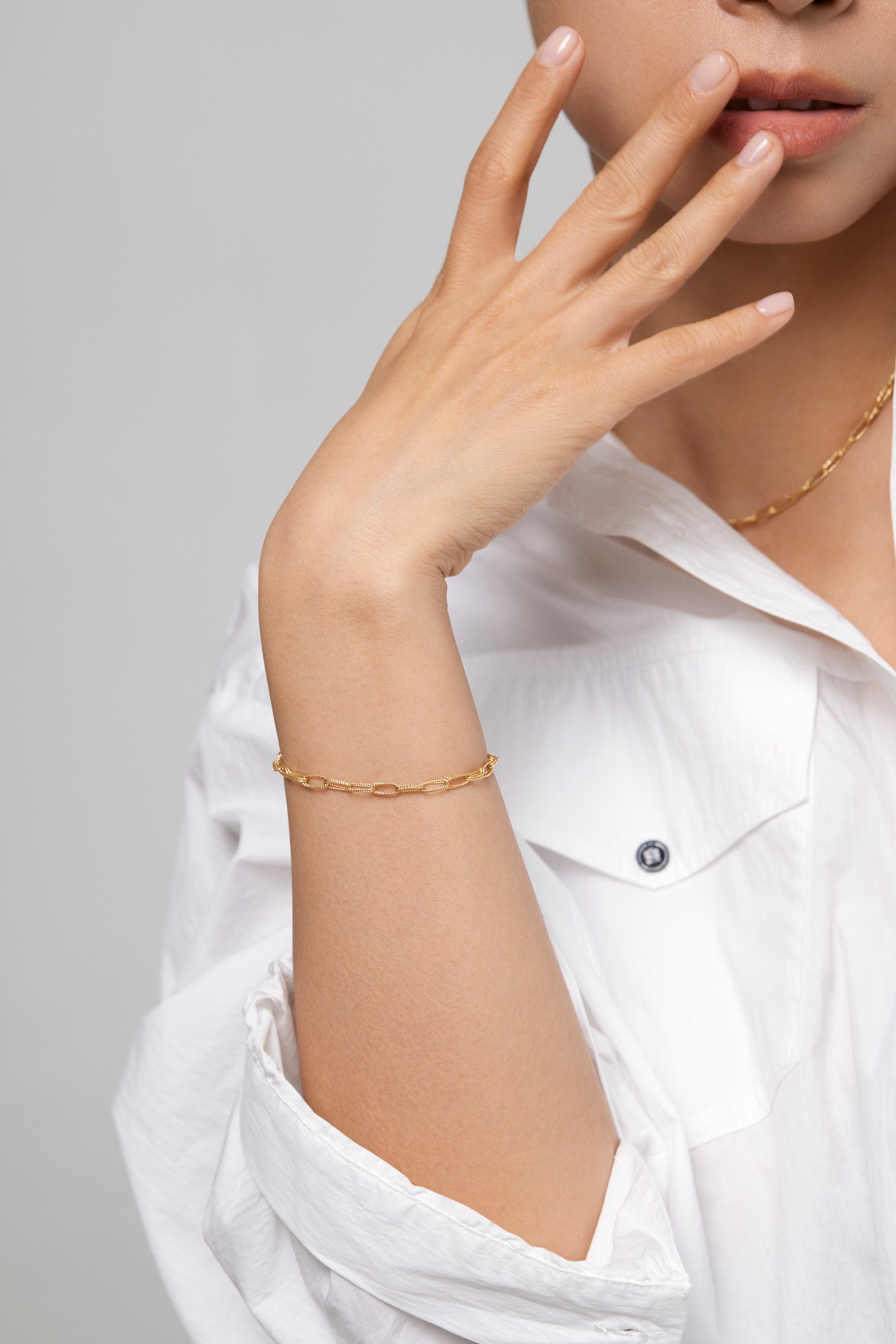 The Essentials Double Paperclip Chain Bracelet - 18K Solid Gold- YIN Fine Jewelry - Chinese Modern Gold Jewelry