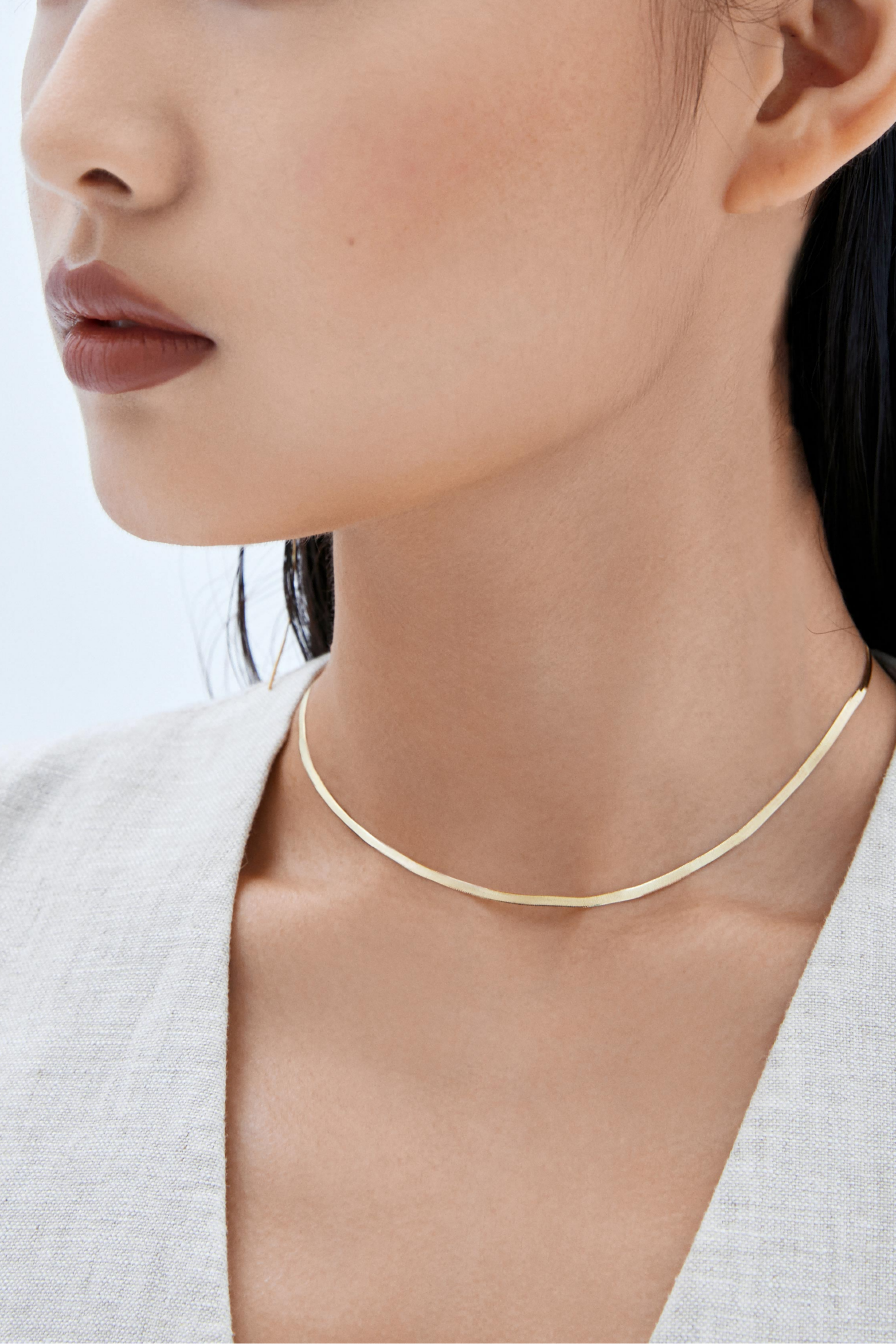 The Essentials Herringbone Necklace - 18K Solid Gold - YIN Fine Jewelry - Chinese Modern Gold Jewelry