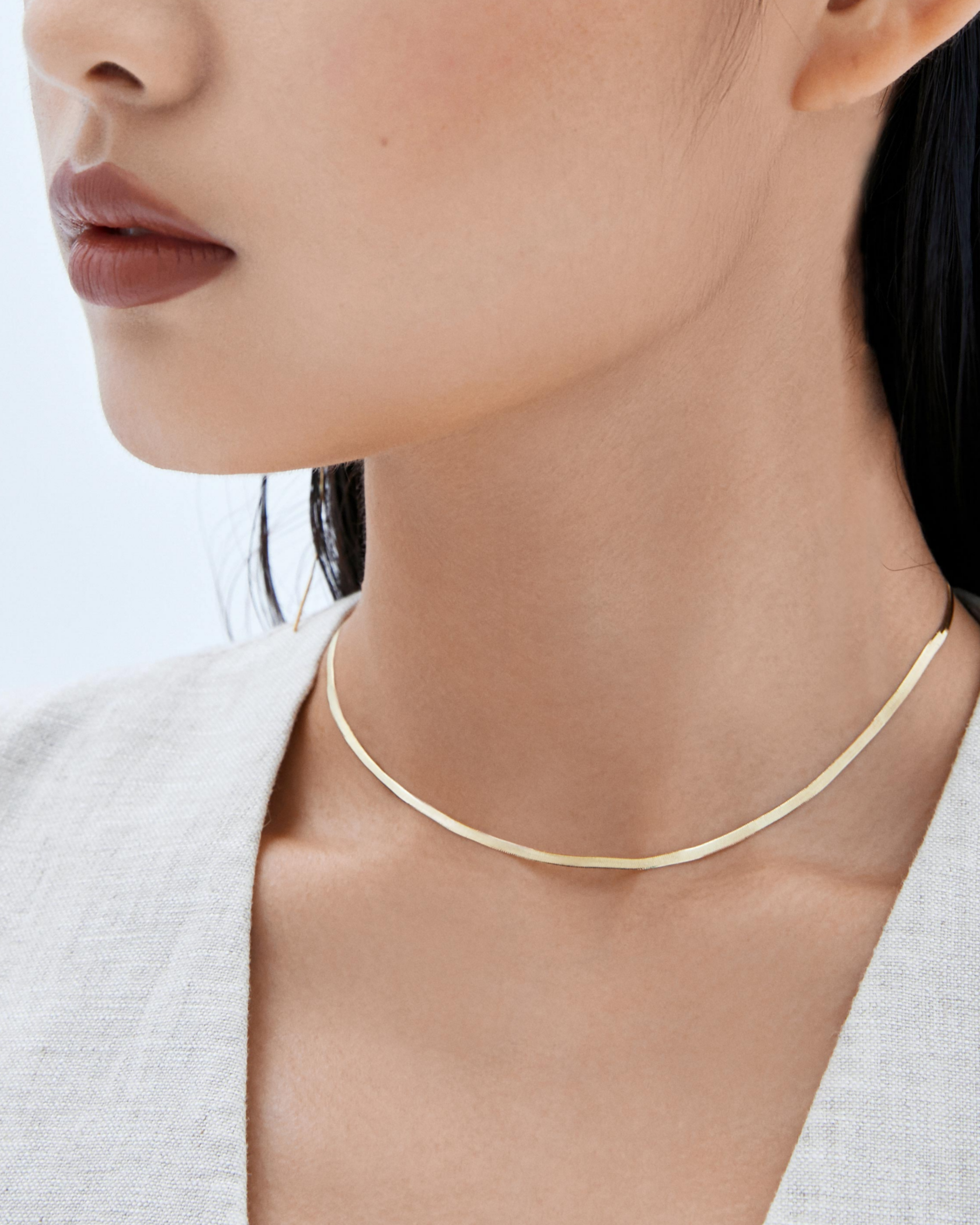 The Essentials Herringbone Necklace - 18K Solid Gold - YIN Fine Jewelry - Chinese Modern Gold Jewelry