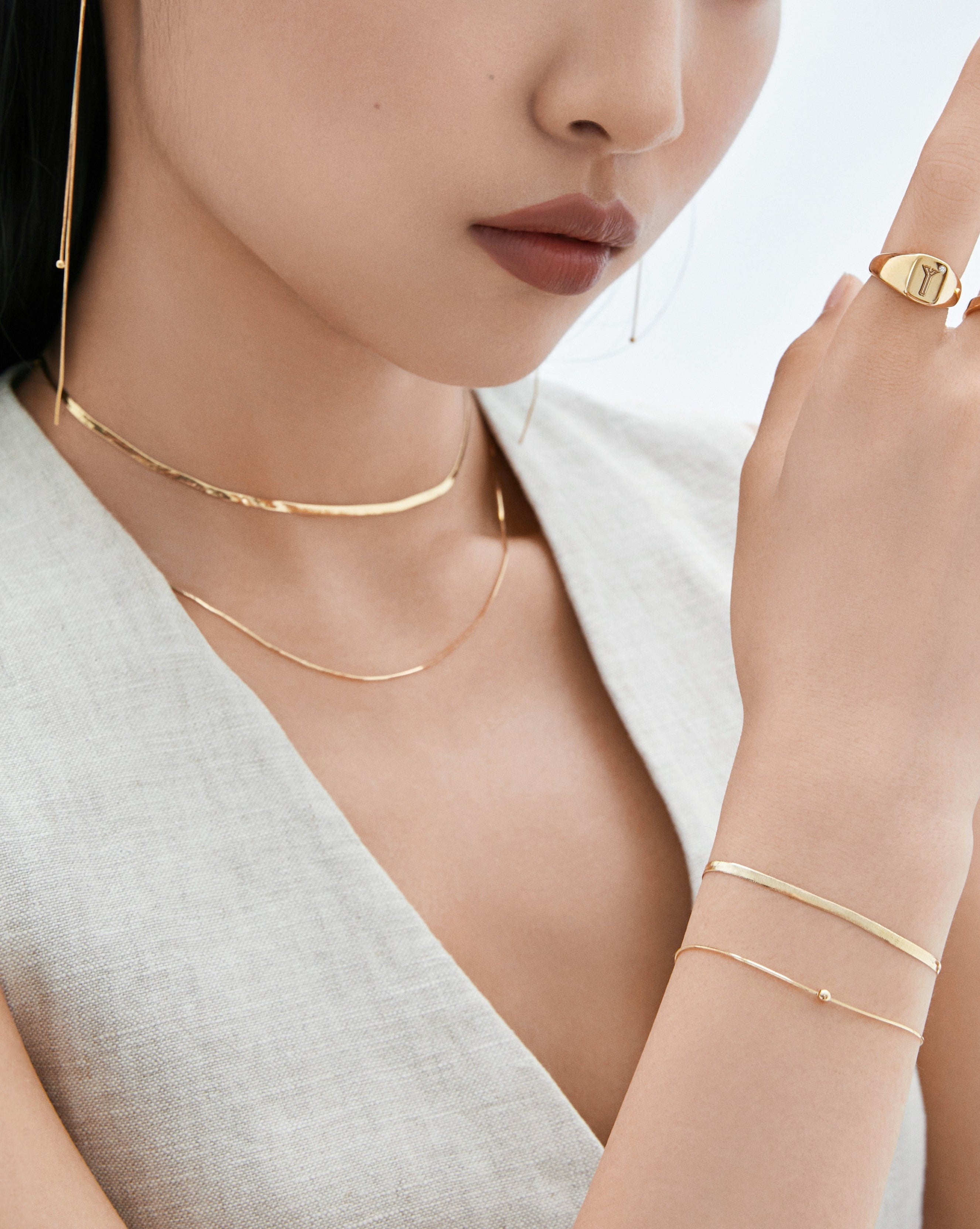 The Essentials Herringbone Necklace - 18K Solid Gold - YIN Fine Jewelry - Chinese Modern Gold Jewelry