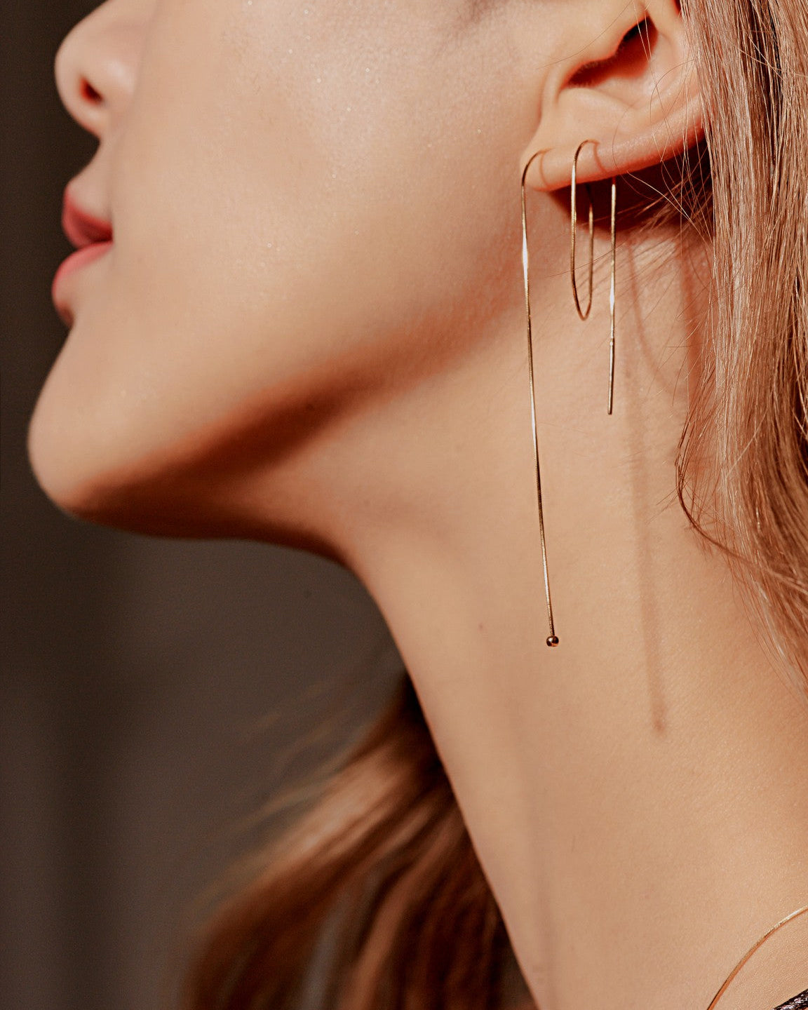 The Essentials Ultra Thin Silk Ear Threader - 18K Solid Gold - YIN Fine Jewelry - Chinese Modern Gold Jewelry