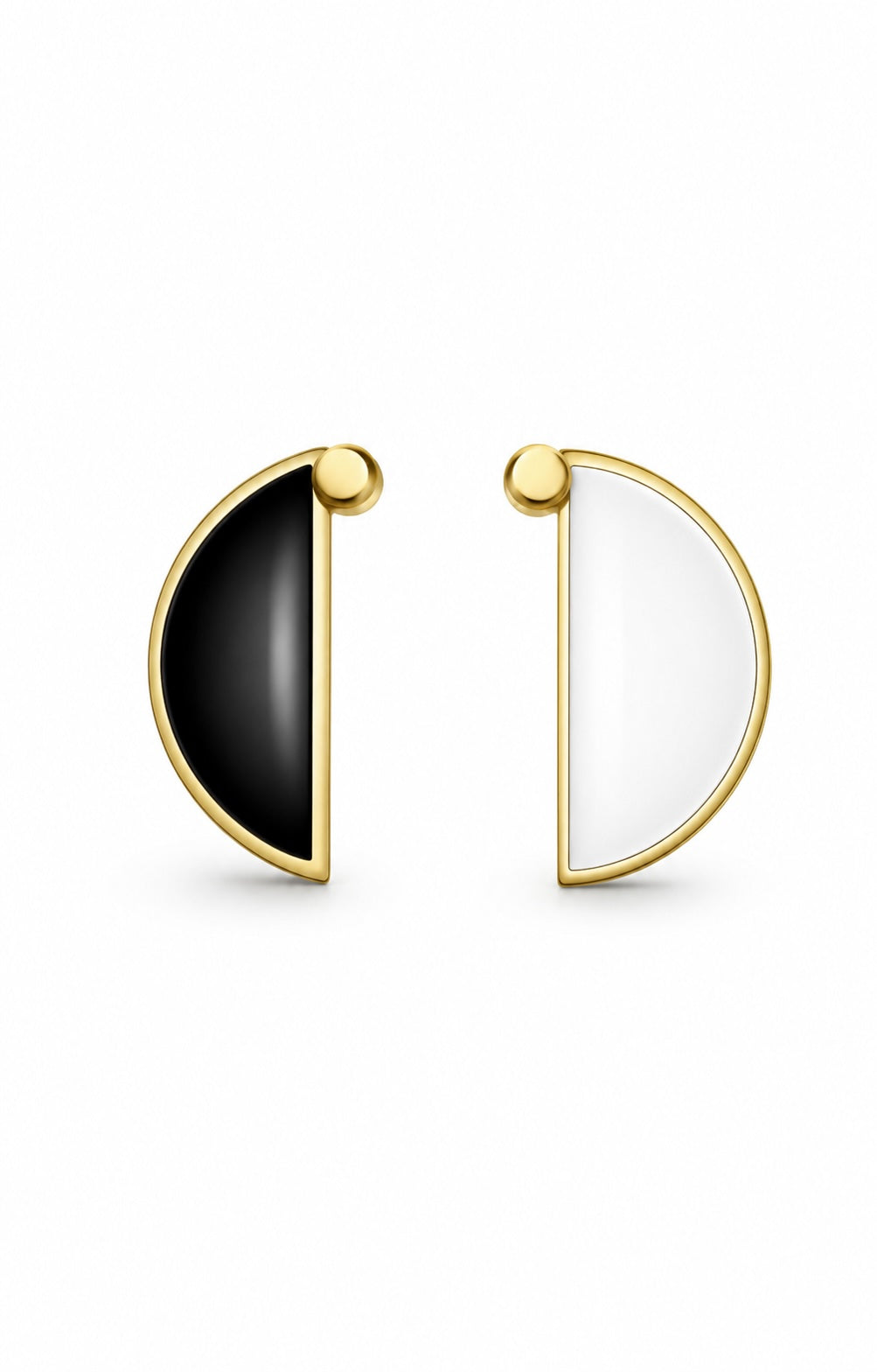 The Game of Go Black & White Hetian Jade Earrings