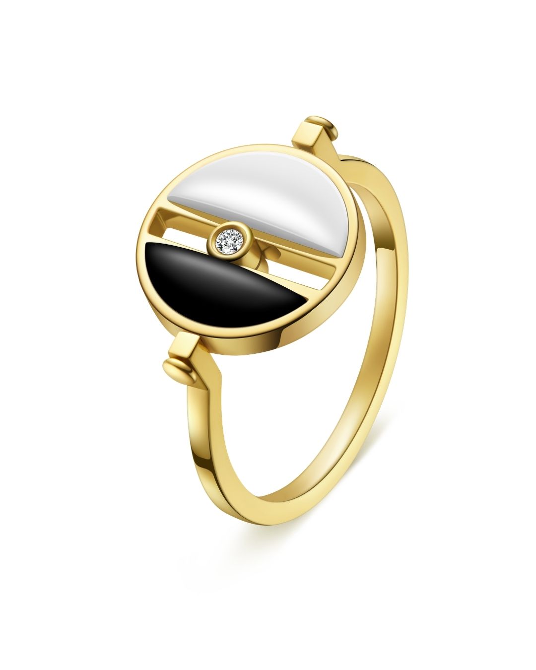 The Game of Go Black & White Hetian Jade Flip Ring