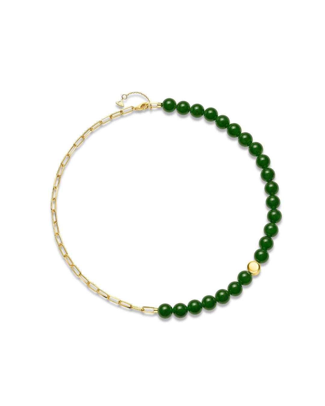 The Game of Go Hetian Green Jade Beaded Necklace