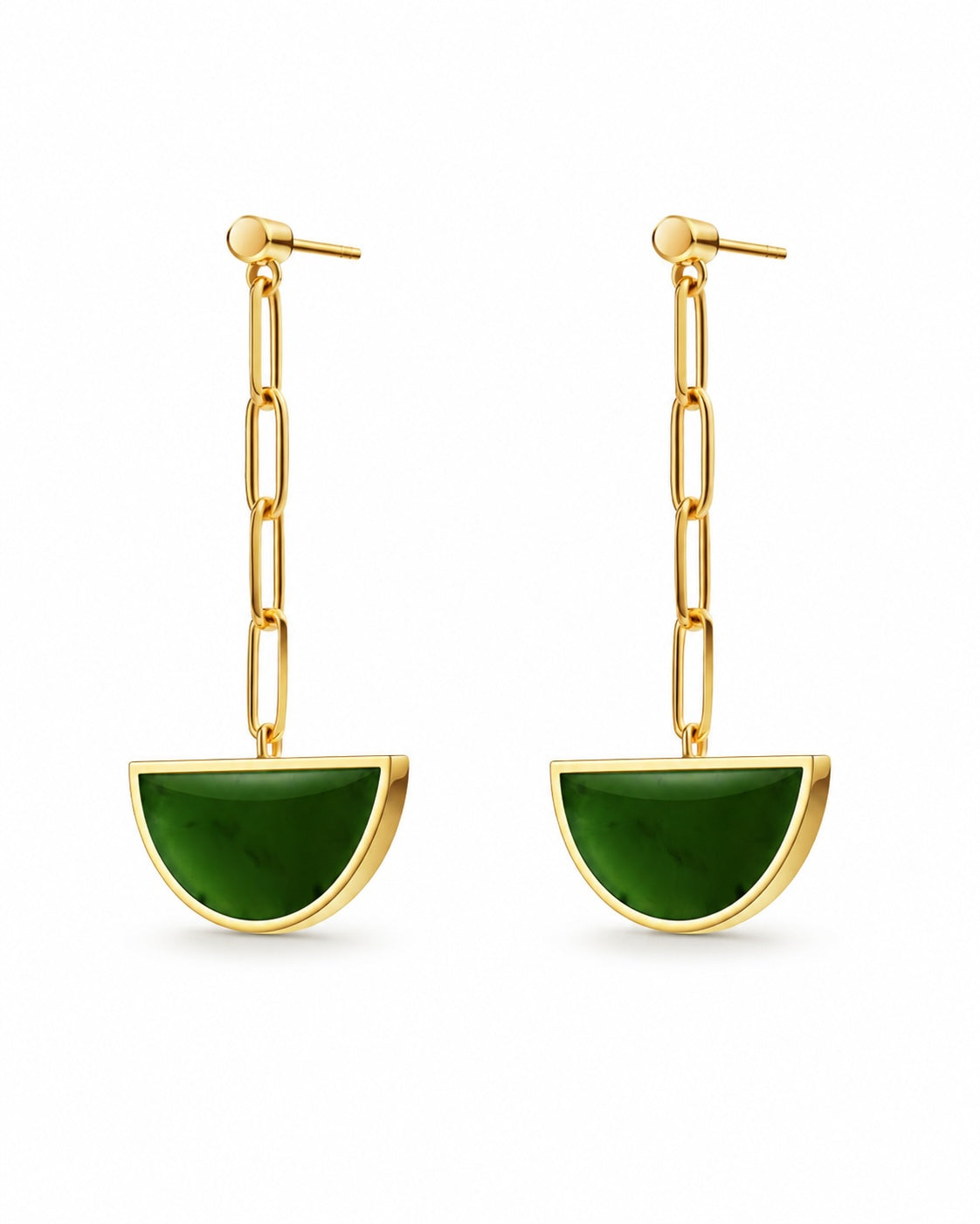 The Game of Go Hetian Green Jade Drop Earrings