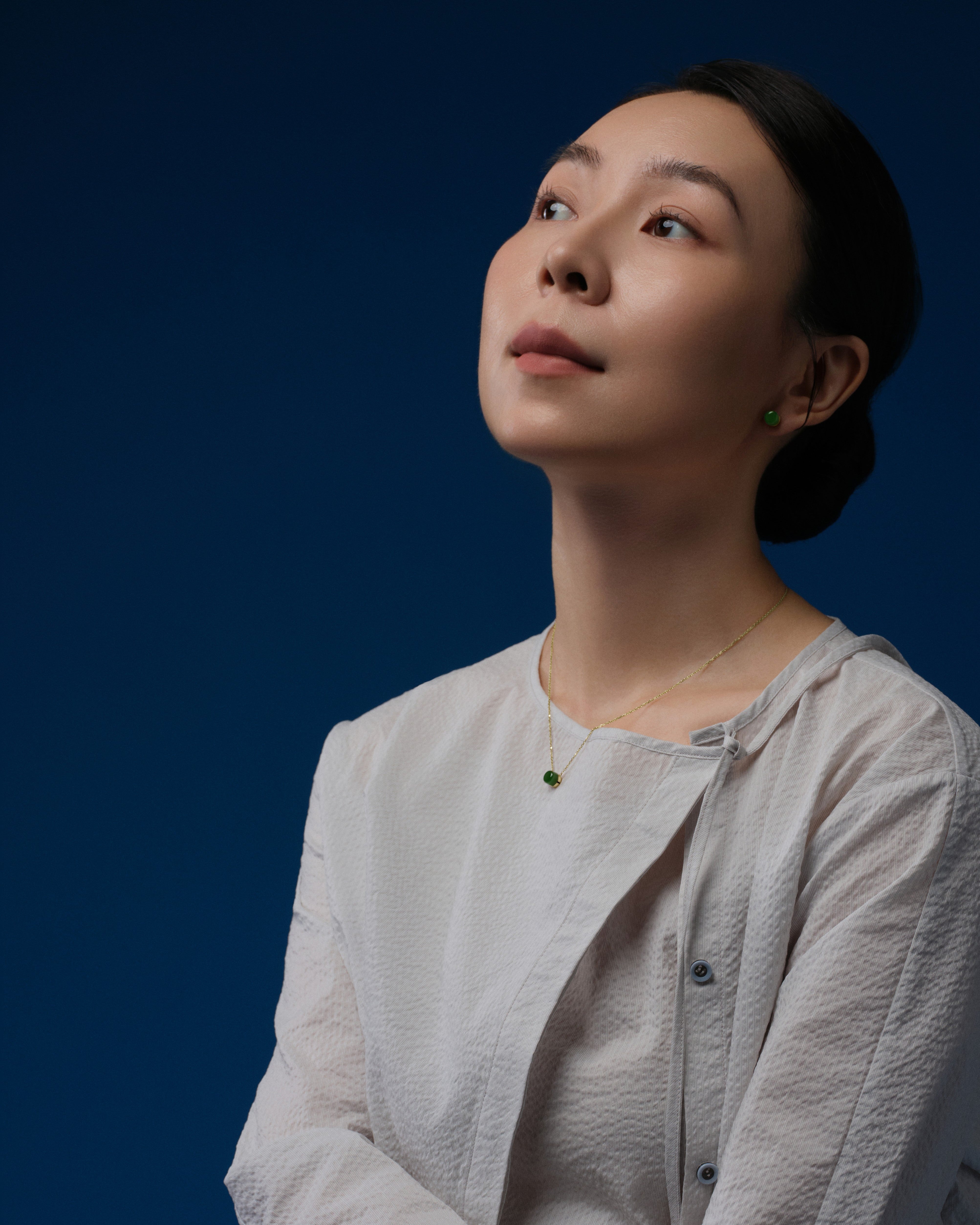 The Game of Weiqi 3/4 Jade Necklace - 18K Solid Gold - YIN Fine Jewelry - Chinese Modern Gold Jewelry