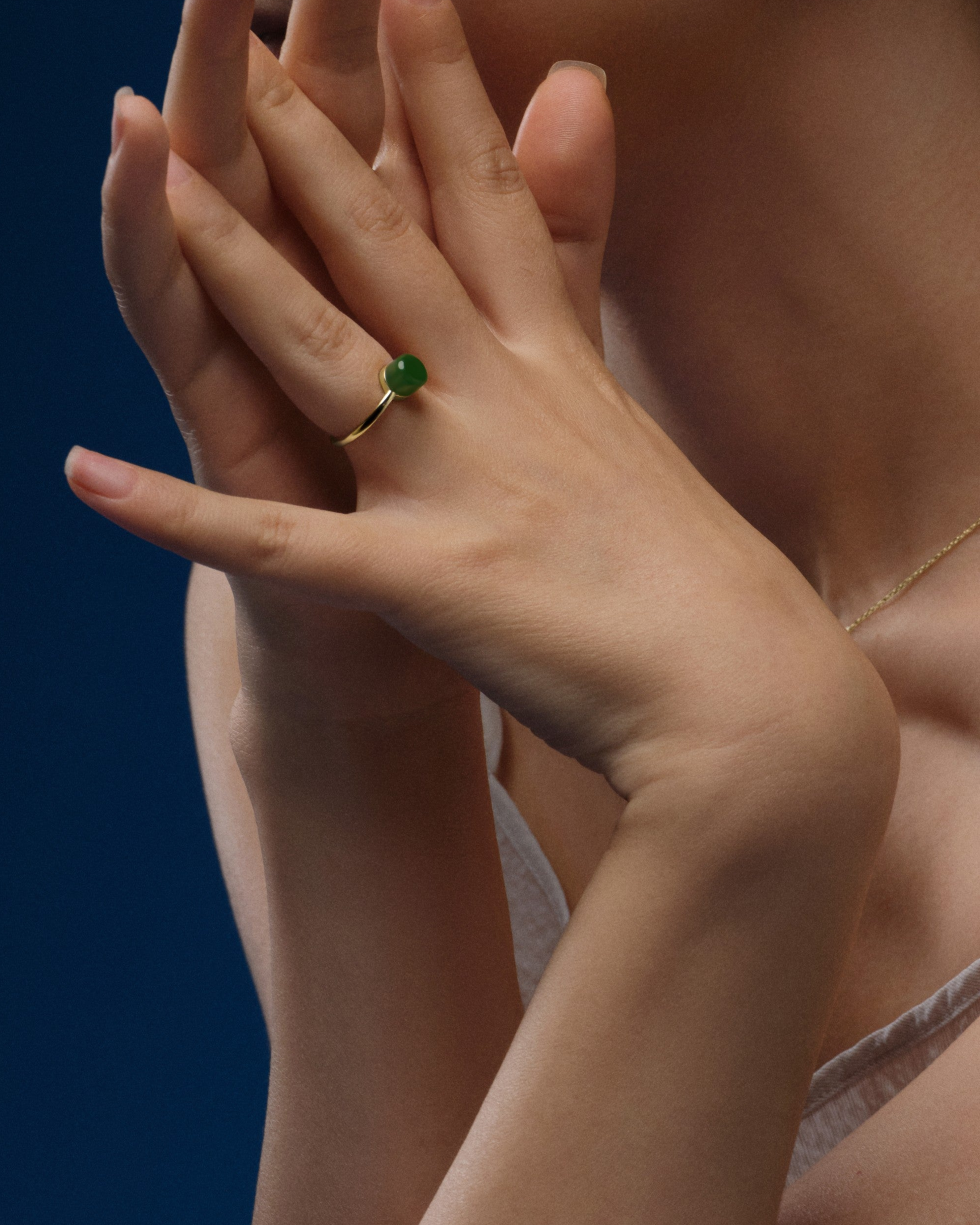 The Game of Weiqi 3/4 Jade Ring - 18K Solid Gold - YIN Fine Jewelry - Chinese Modern Gold Jewelry