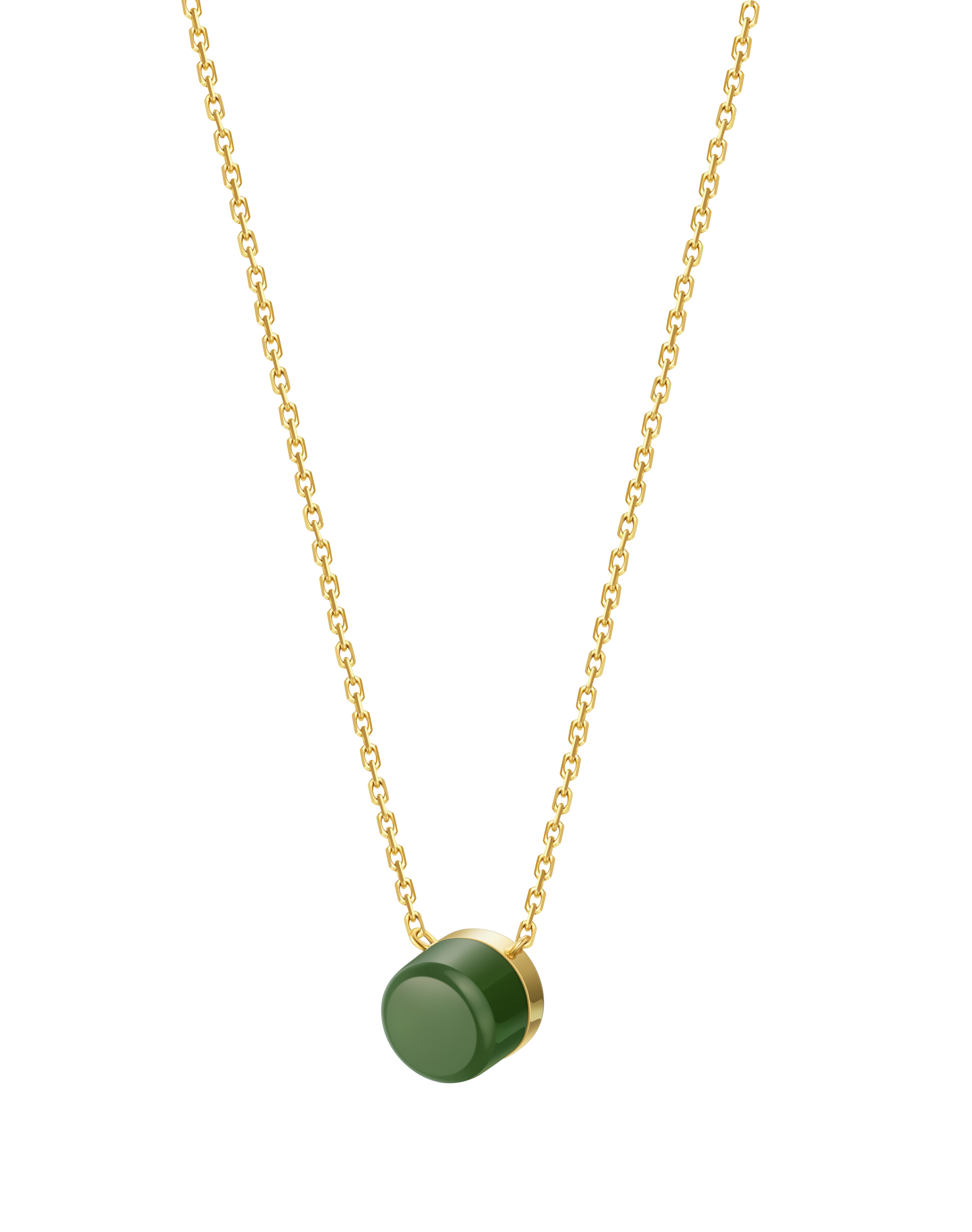 The Game of Weiqi 3/4 Jade Necklace - 18K Solid Gold - YIN Fine Jewelry - Chinese Modern Gold Jewelry
