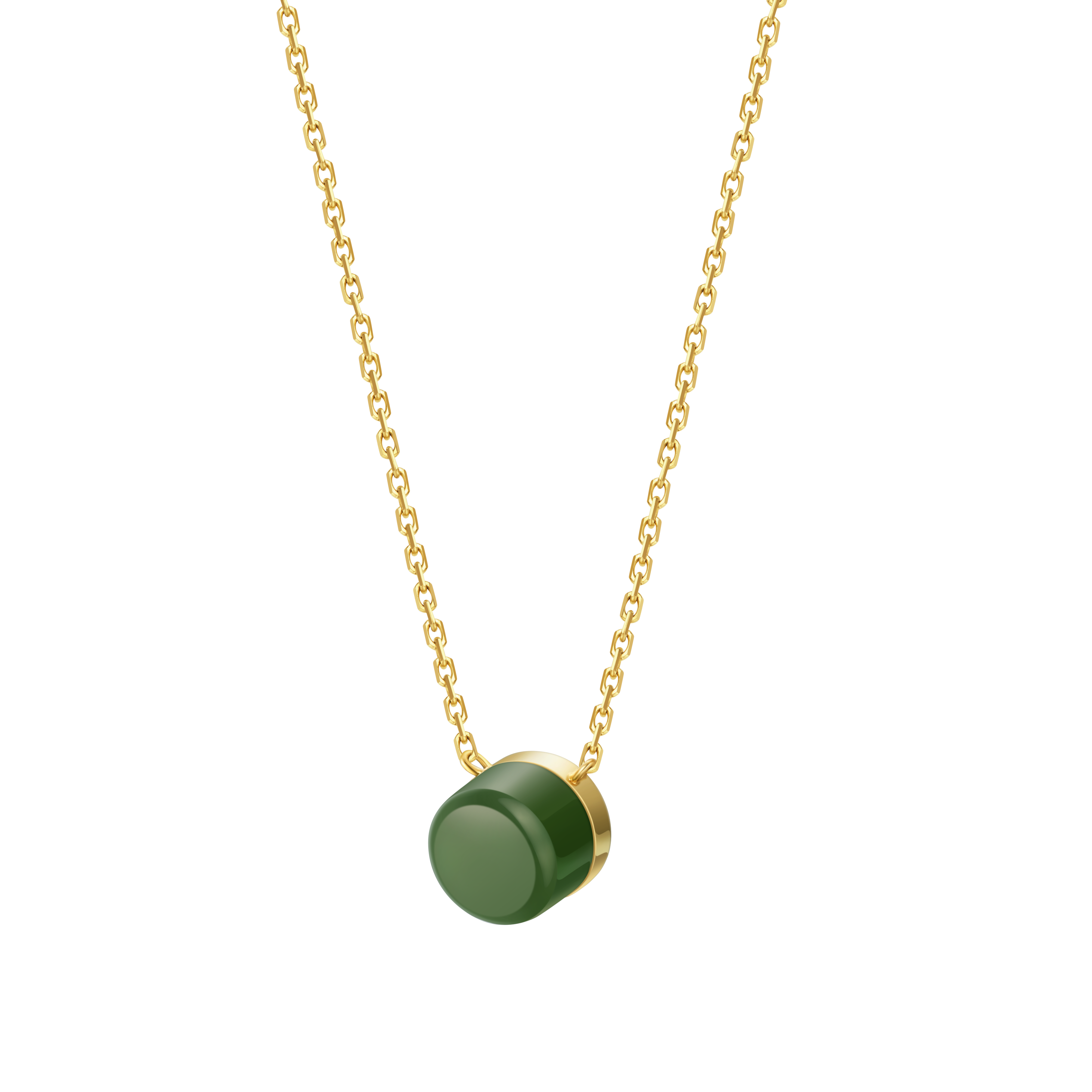 The Game of Weiqi 3/4 Jade Necklace - 18K Solid Gold - YIN Fine Jewelry - Chinese Modern Gold Jewelry