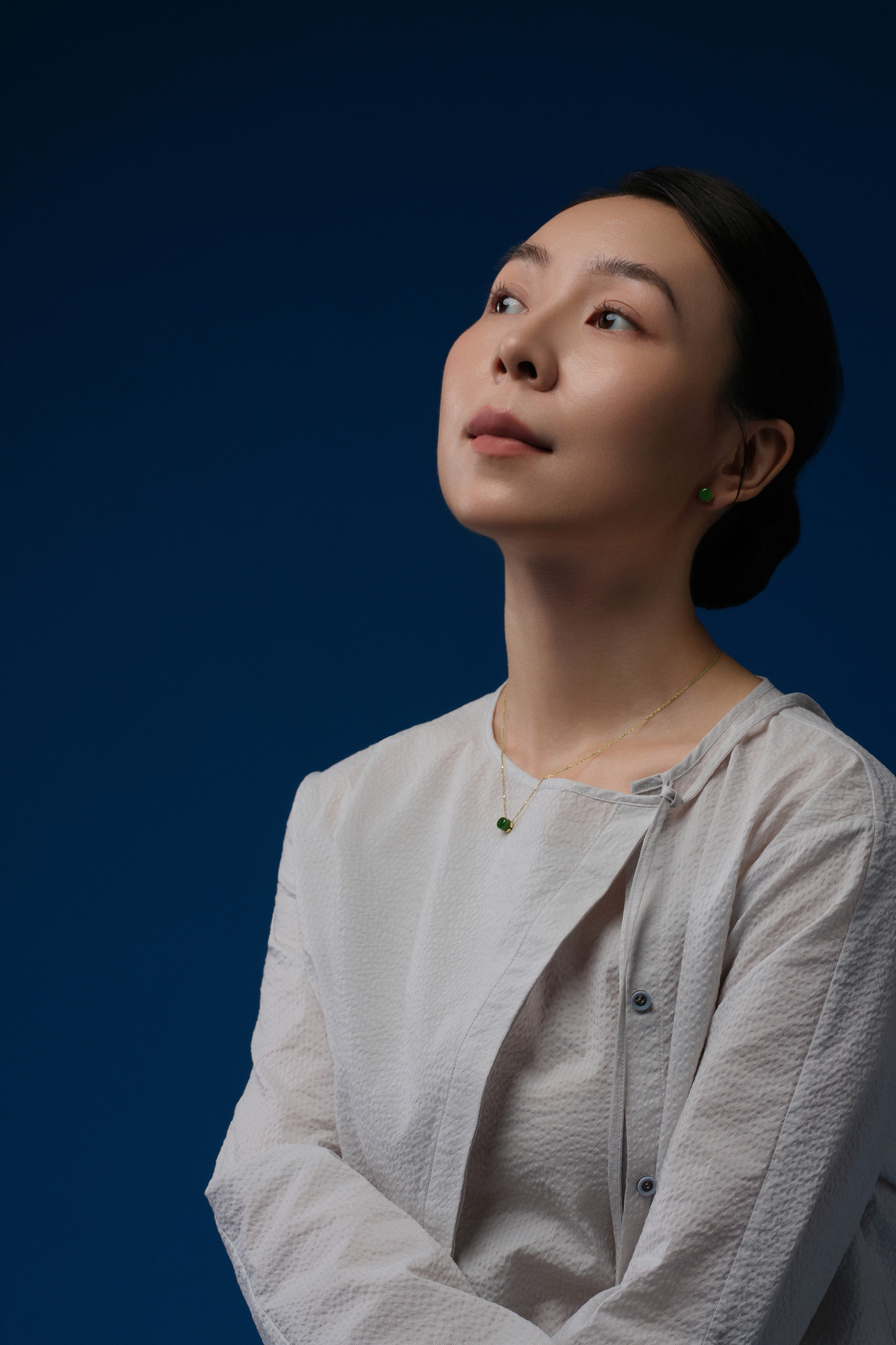 The Game of Weiqi 3/4 Jade Necklace - 18K Solid Gold - YIN Fine Jewelry - Chinese Modern Gold Jewelry