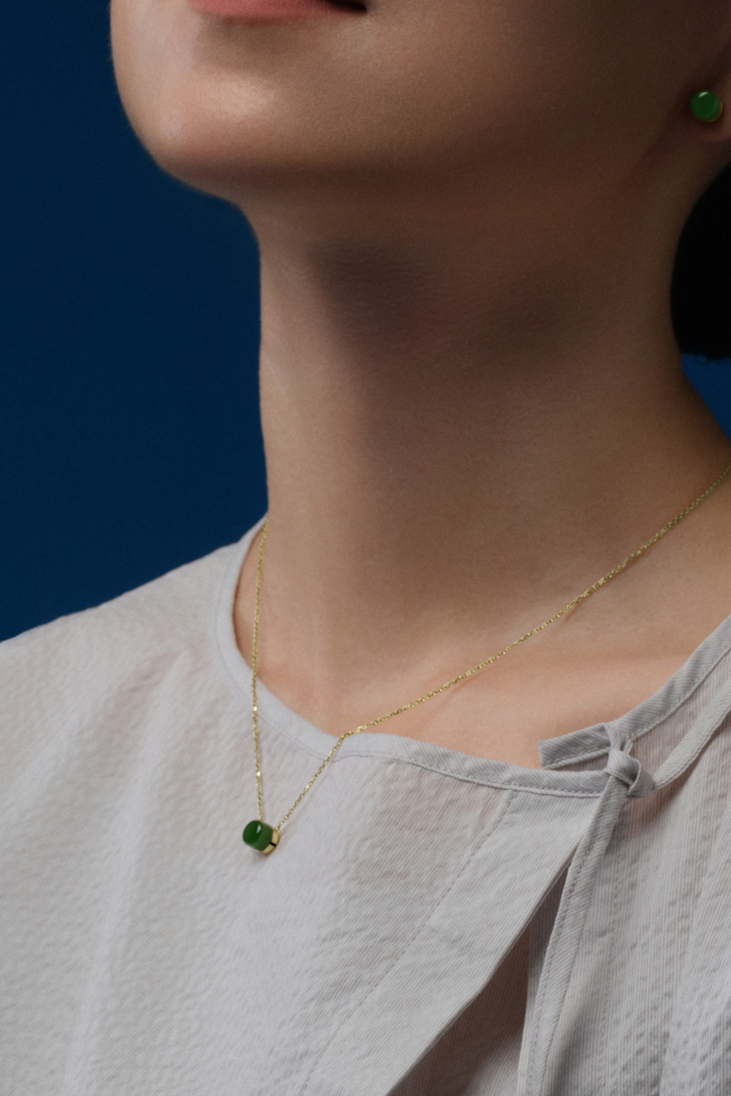 The Game of Weiqi 3/4 Jade Necklace - 18K Solid Gold - YIN Fine Jewelry - Chinese Modern Gold Jewelry