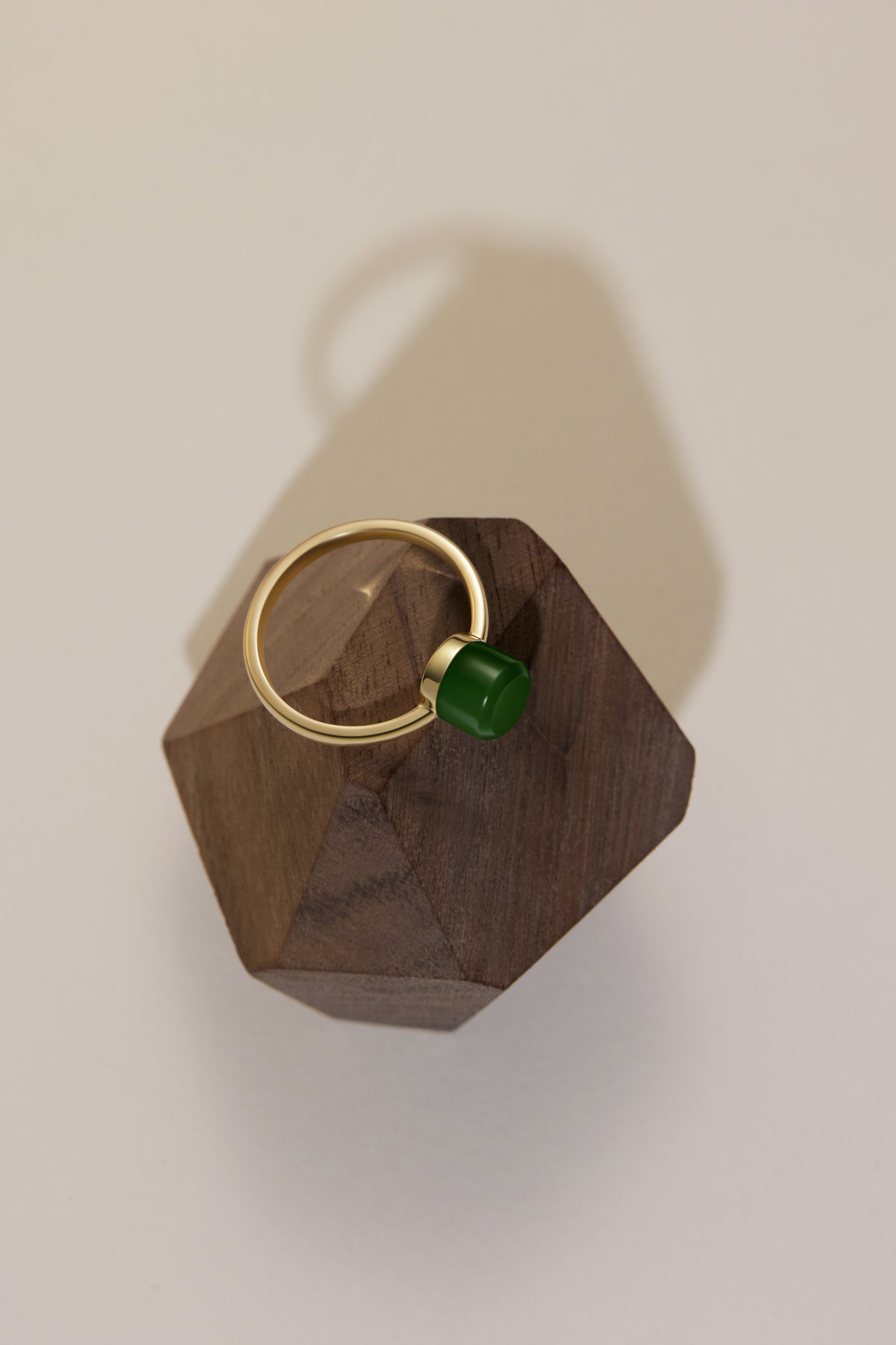 The Game of Weiqi 3/4 Jade Ring - 18K Solid Gold - YIN Fine Jewelry - Chinese Modern Gold Jewelry