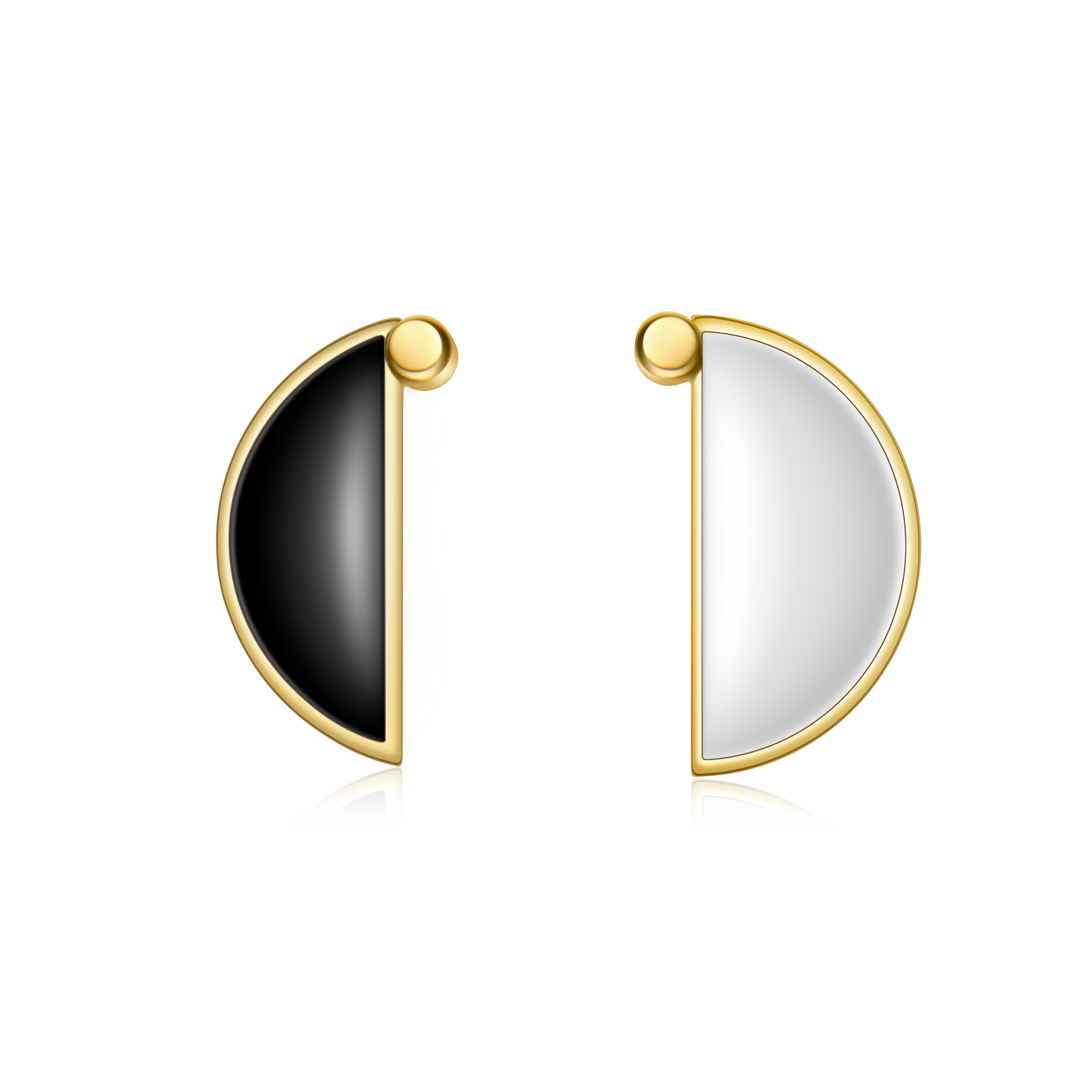 The Game of Weiqi Black & White Jade Earrings - 18K Solid Gold - YIN Fine Jewelry - Chinese Modern Gold Jewelry