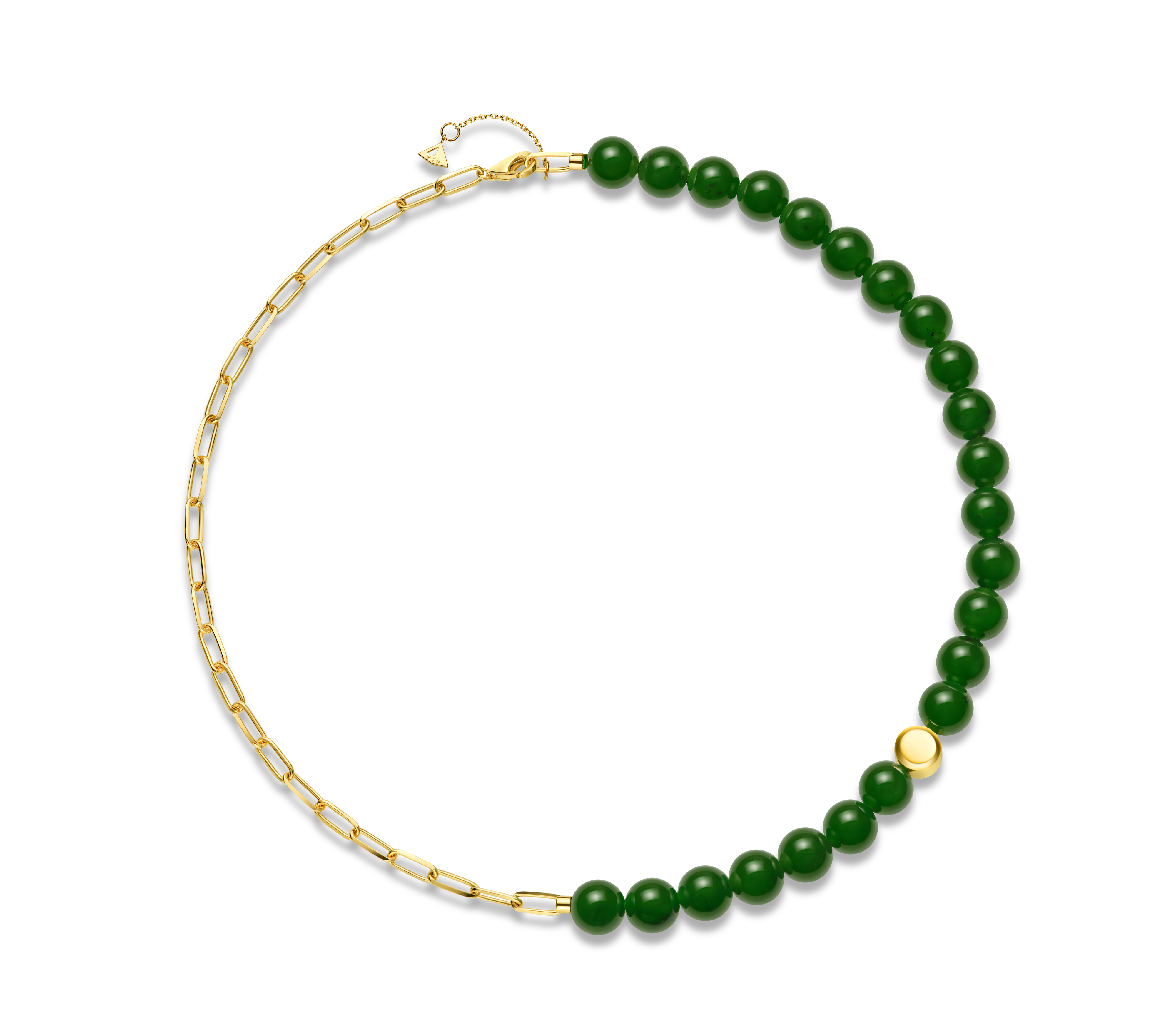The Game of Weiqi Green Jade Beaded Necklace - 18K Solid Gold - YIN Fine Jewelry - Chinese Modern Gold Jewelry