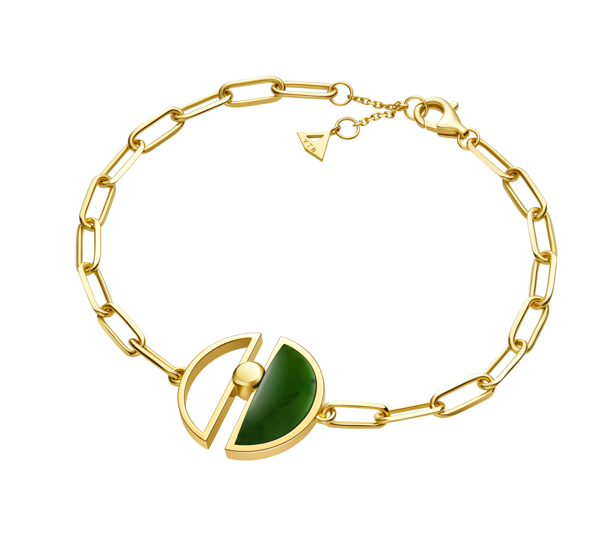 The Game of Weiqi Green Jade Bracelet - 18K Solid Gold - YIN Fine Jewelry - Chinese Modern Gold Jewelry