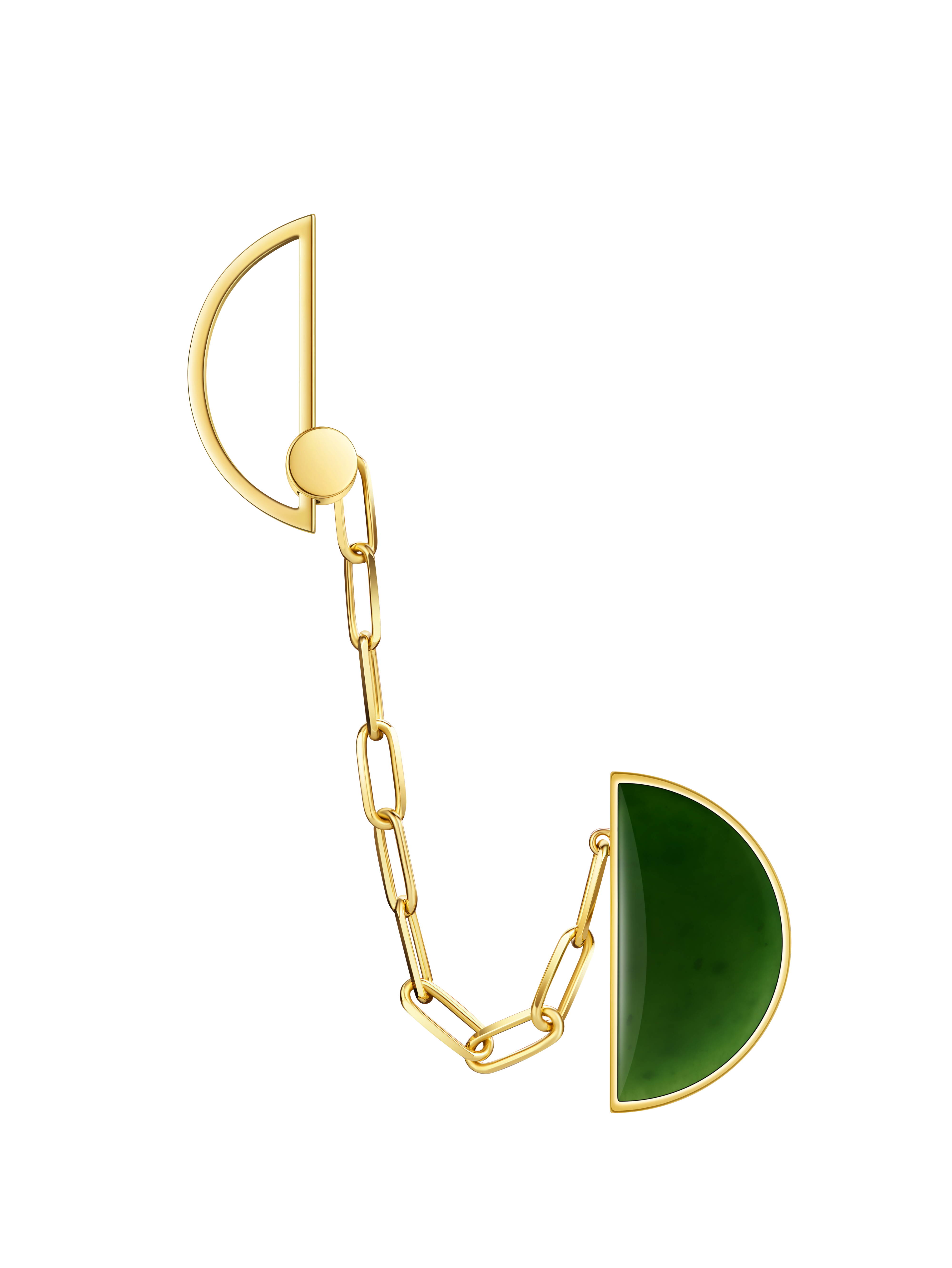 The Game of Weiqi Green Jade Brooch - 18K Solid Gold - YIN Fine Jewelry - Chinese Modern Gold Jewelry