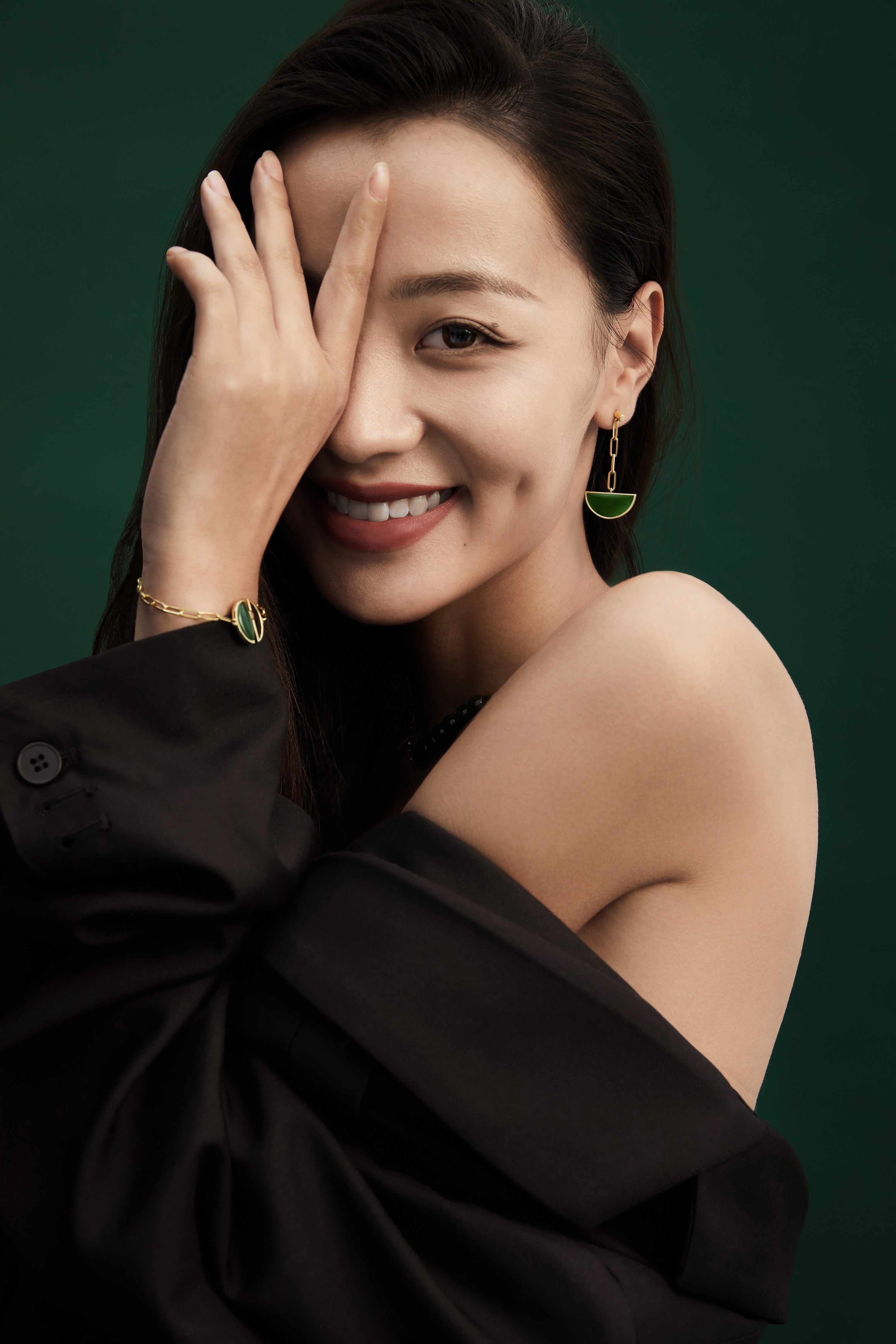 The Game of Weiqi Green Jade Drop Earrings - 18K Solid Gold - YIN Fine Jewelry - Chinese Modern Gold Jewelry