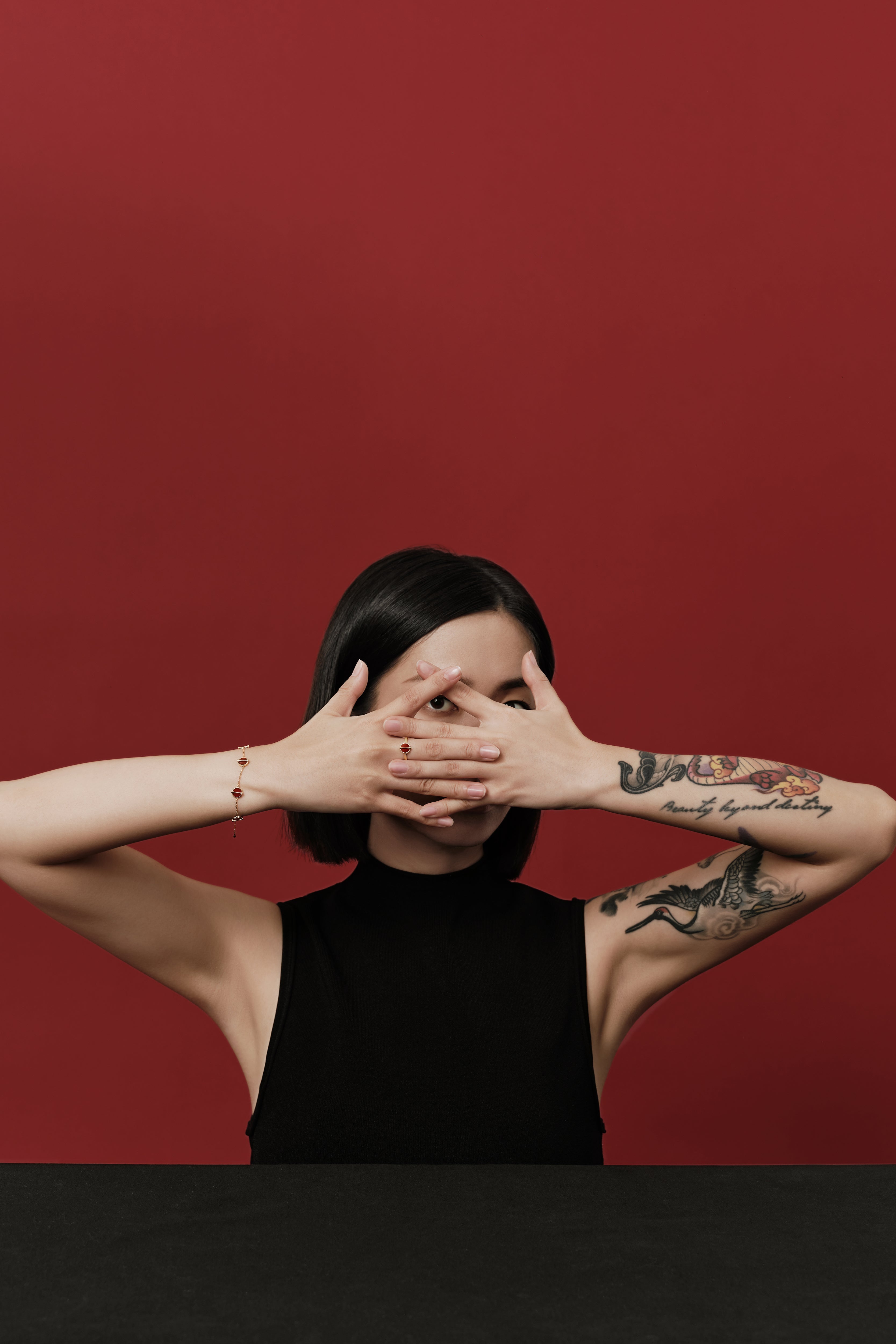 The Golden Ratio 3-motif Bracelet - Carnelian - 18K Solid Gold - YIN Fine Jewelry - Chinese Modern Gold Jewelry