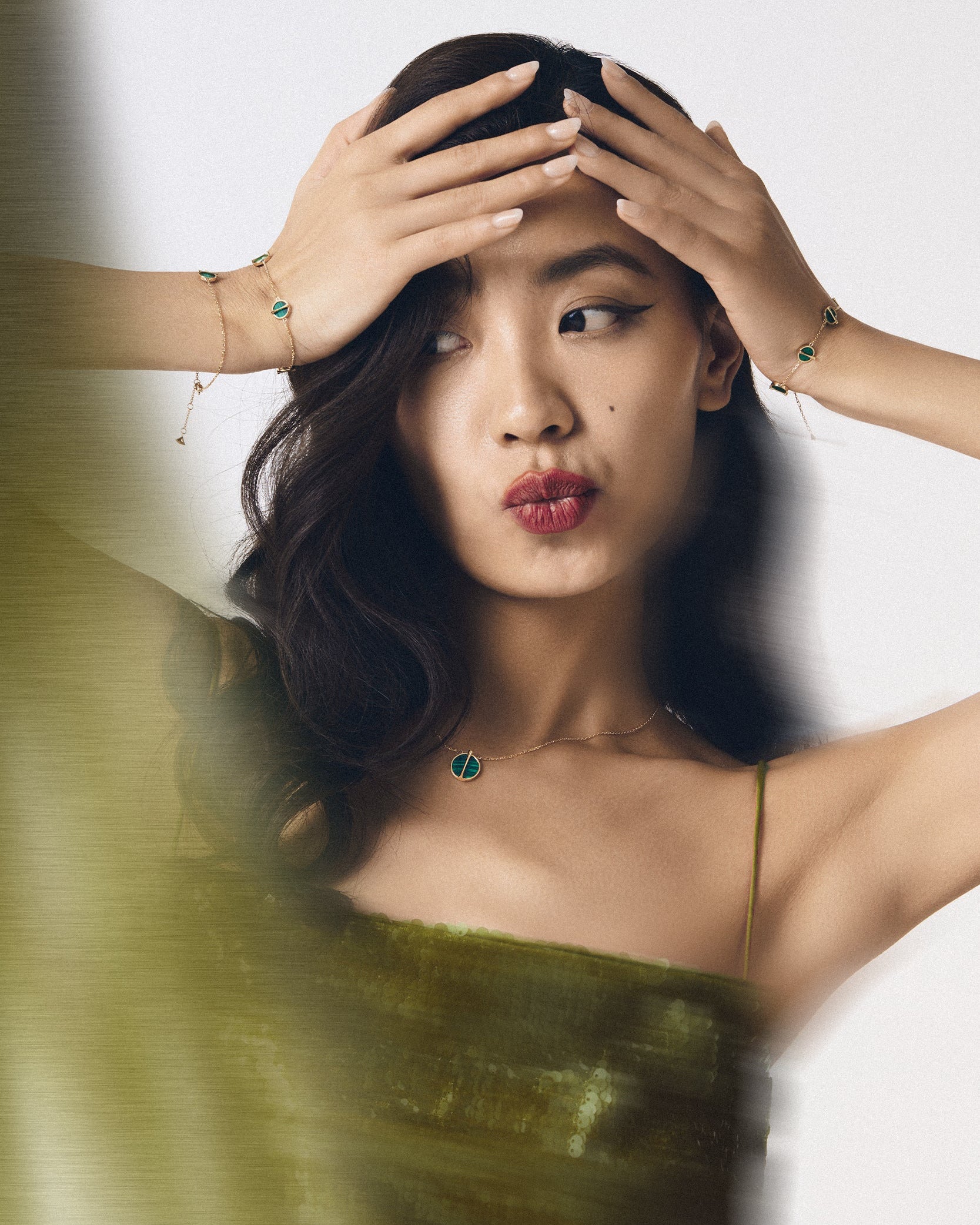 The Golden Ratio 3-motif Bracelet - Malachite