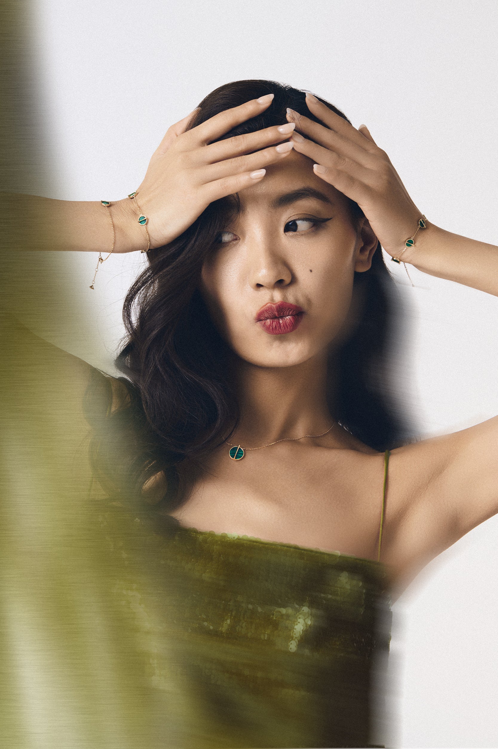 The Golden Ratio 3-motif Bracelet - Malachite