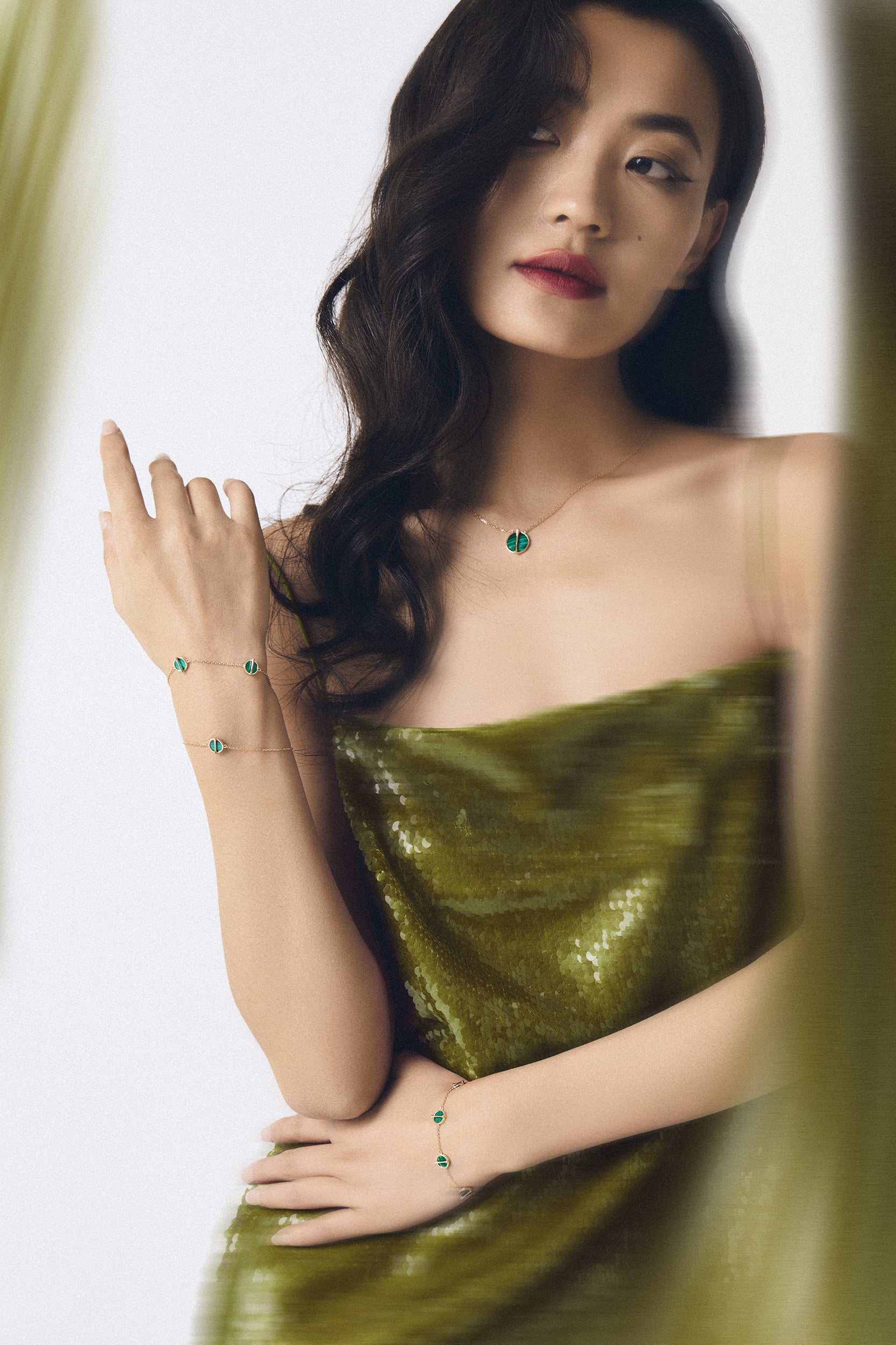 The Golden Ratio 3-motif Bracelet - Malachite
