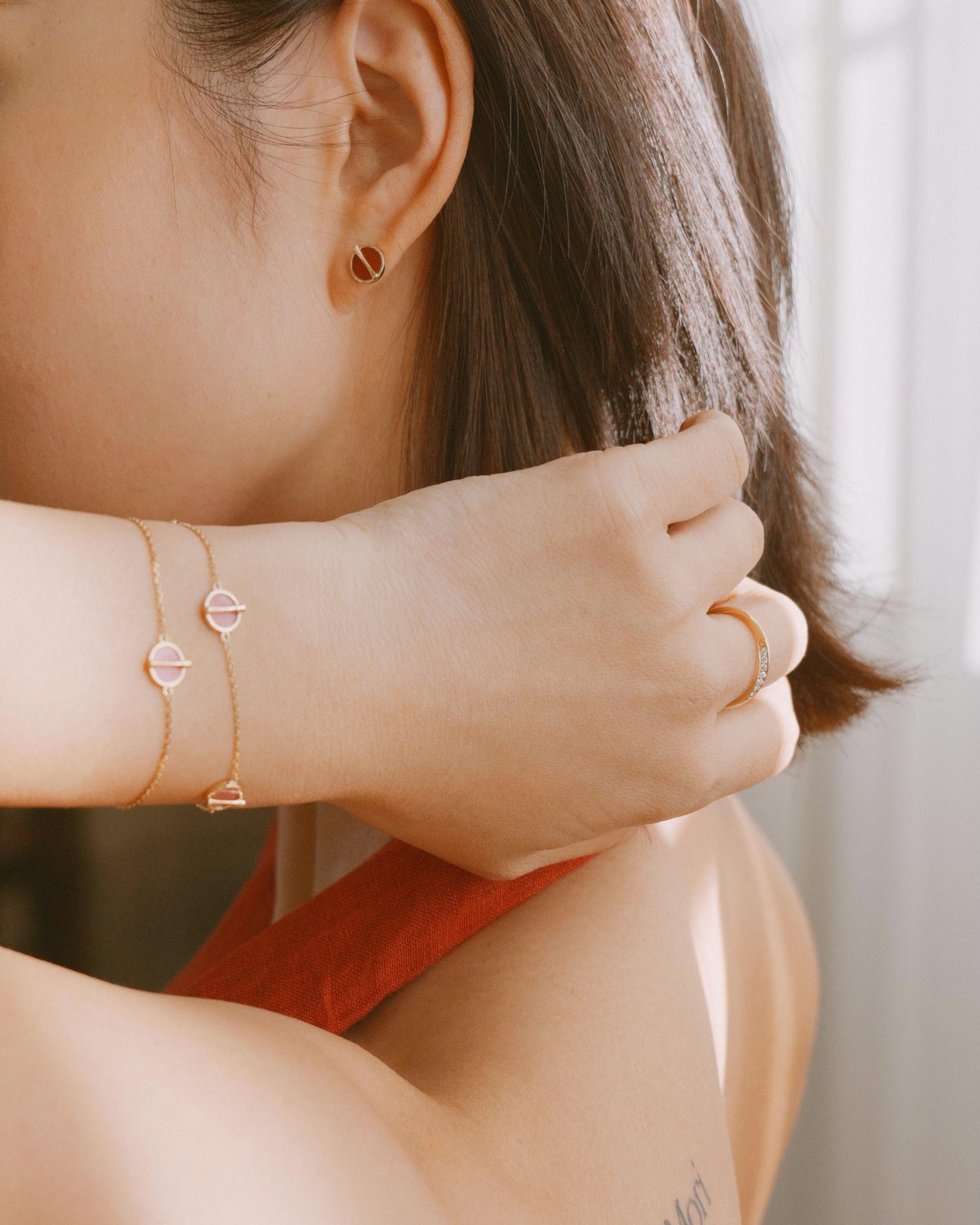 The Golden Ratio 3-motif Bracelet - Rhodonite