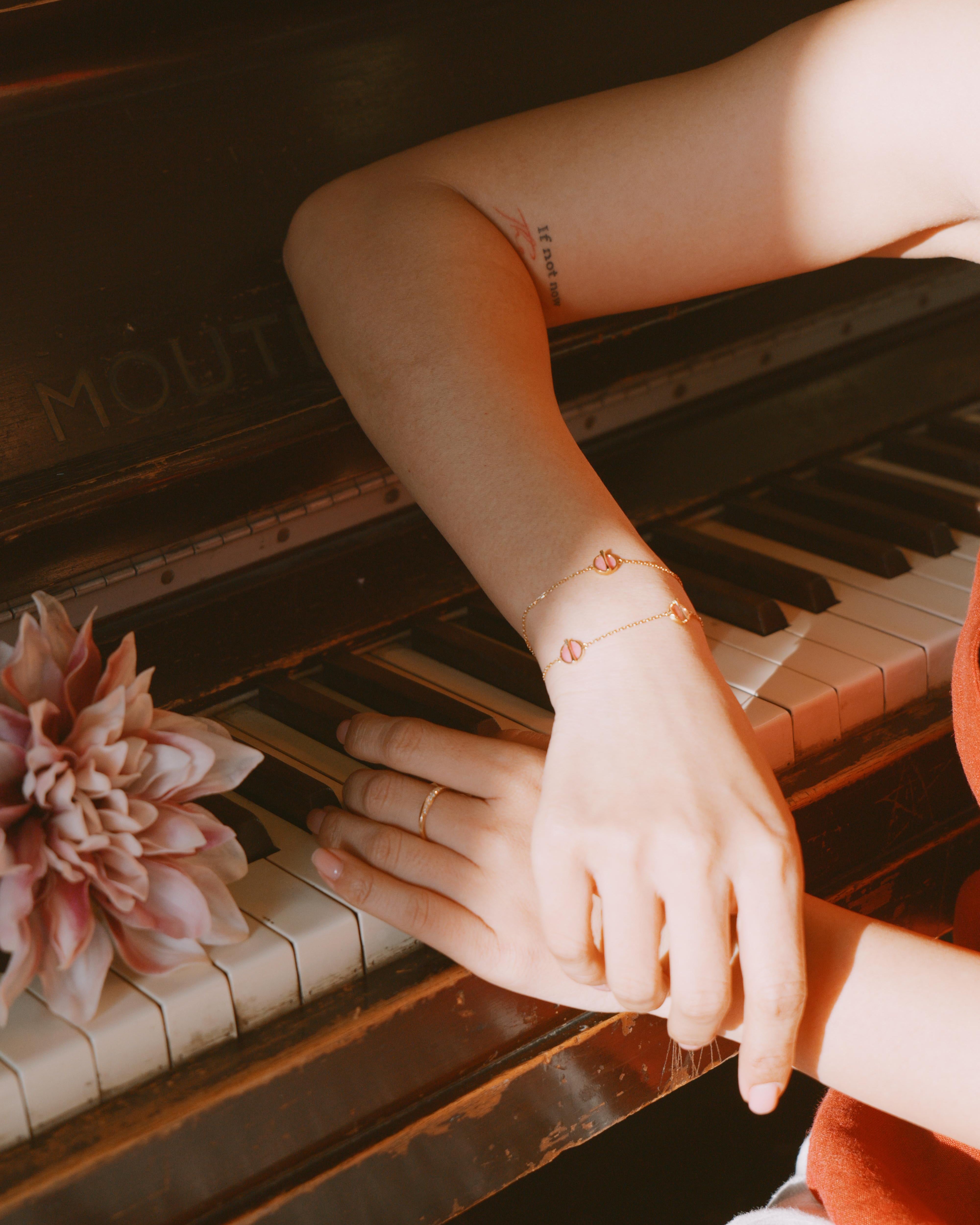 The Golden Ratio 3-motif Bracelet - Rhodonite
