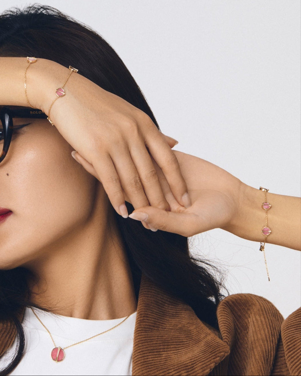 The Golden Ratio 5-motif Bracelet - Rhodonite