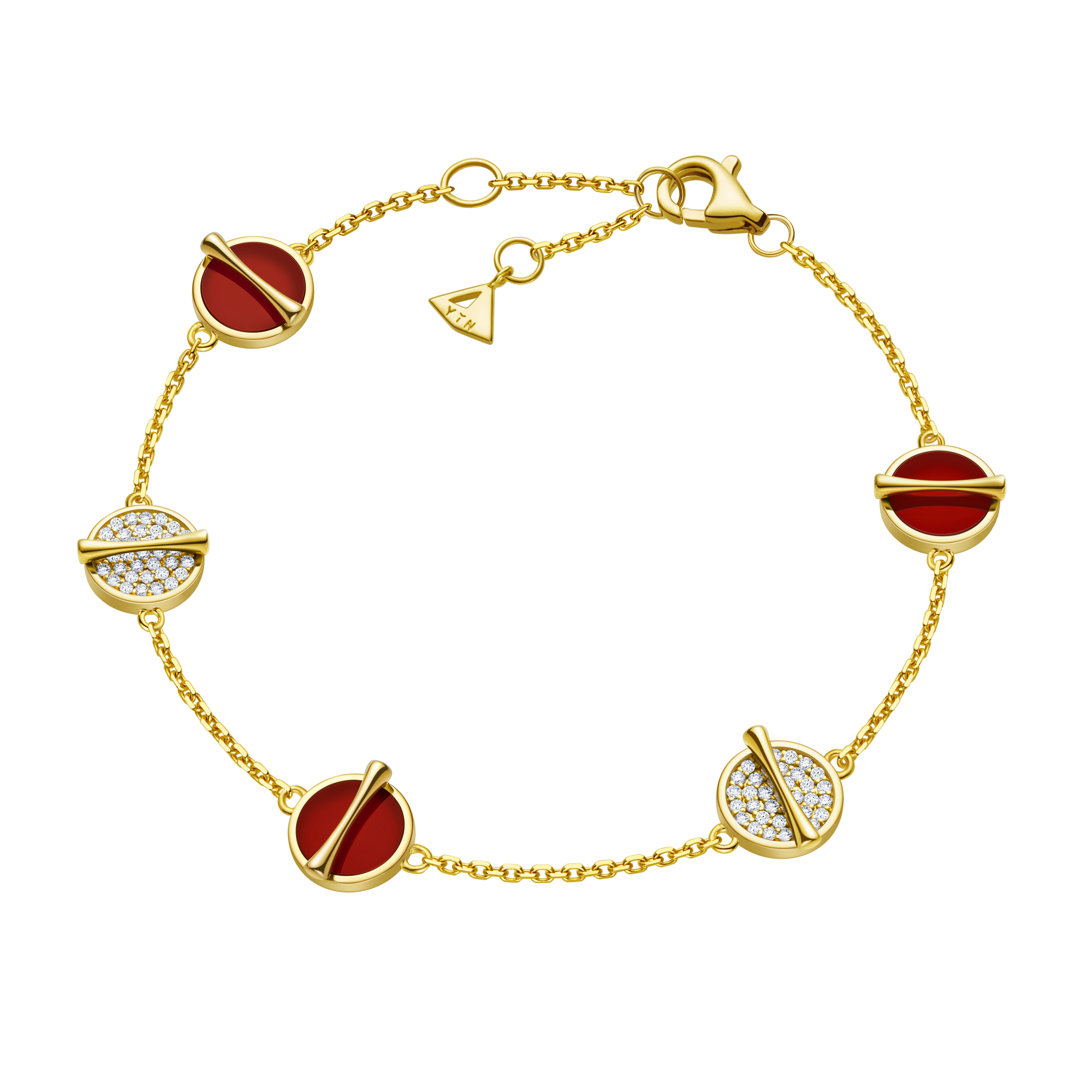 The Golden Ratio 5-motif Full Diamond Bracelet - 18K Solid Gold - YIN Fine Jewelry - Chinese Modern Gold Jewelry