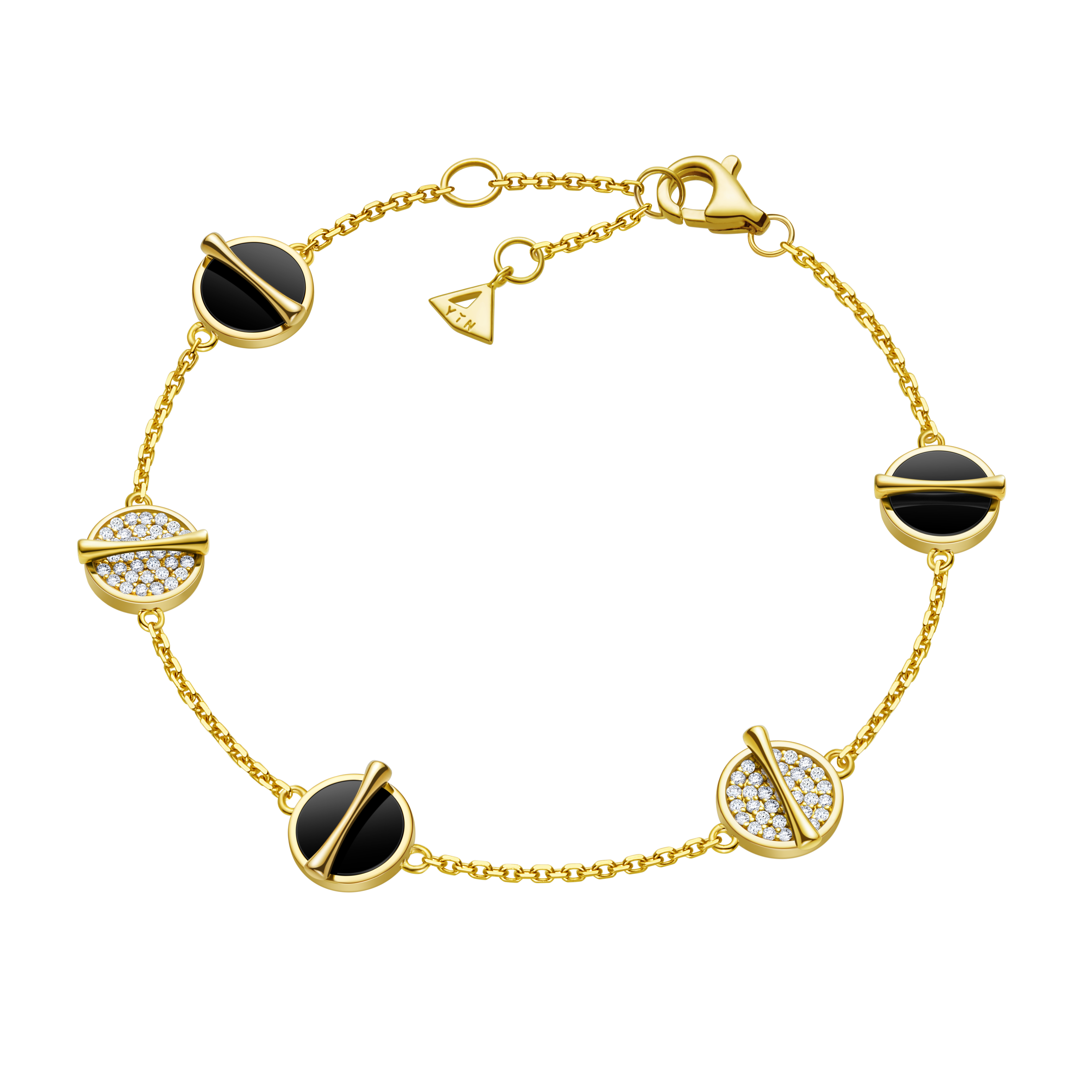 The Golden Ratio 5-motif Full Diamond Bracelet - 18K Solid Gold - YIN Fine Jewelry - Chinese Modern Gold Jewelry