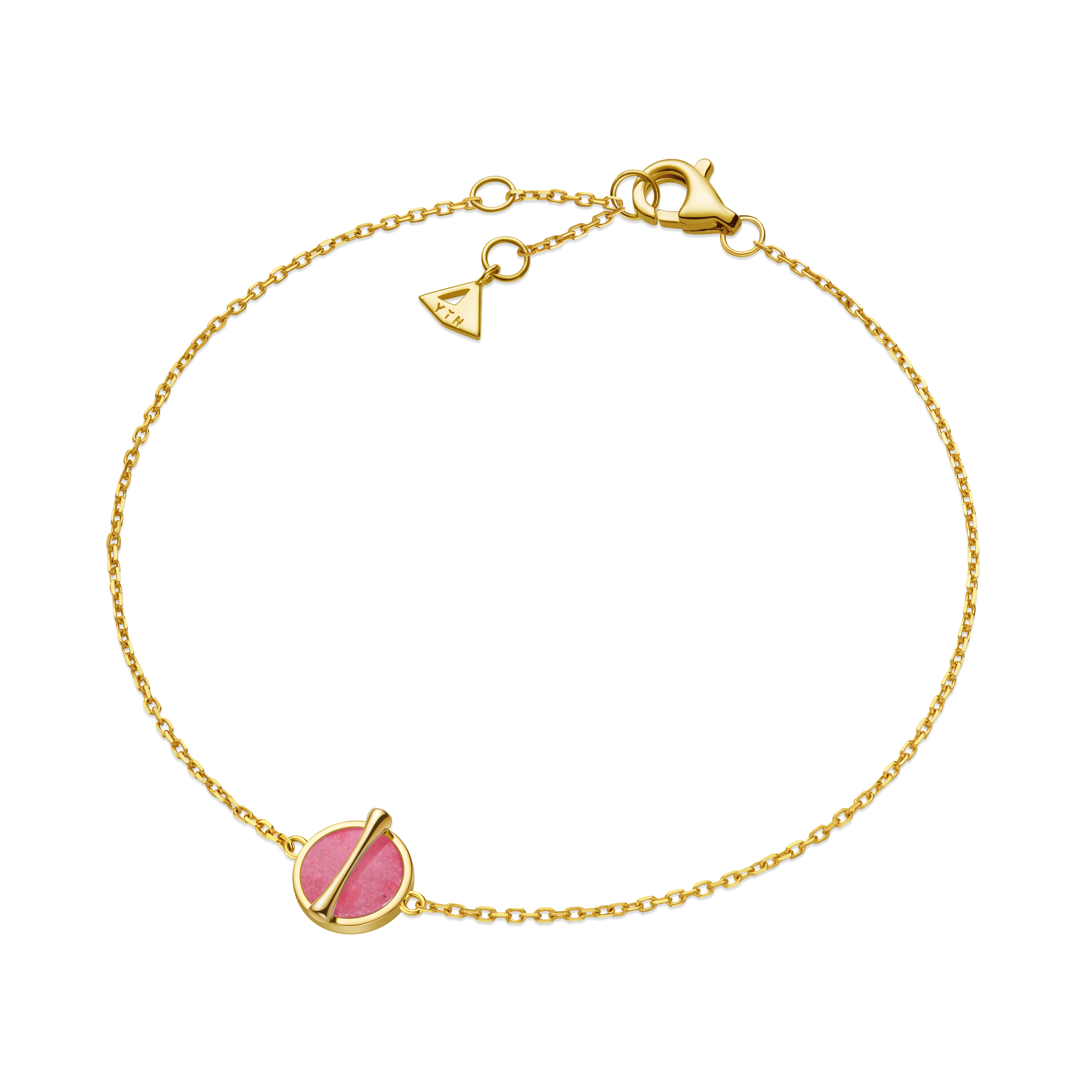 The Golden Ratio Bracelet - Rhodonite - 18K Solid Gold - YIN Fine Jewelry - Chinese Modern Gold Jewelry
